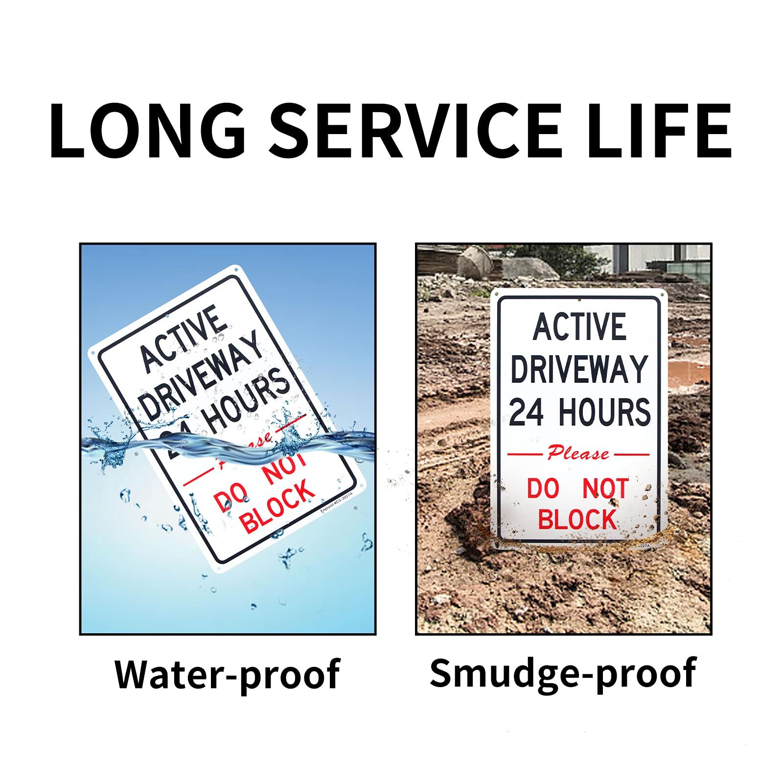 2-Pack Active Driveway Signs 12×8 inch Reflective Do Not Block Aluminum