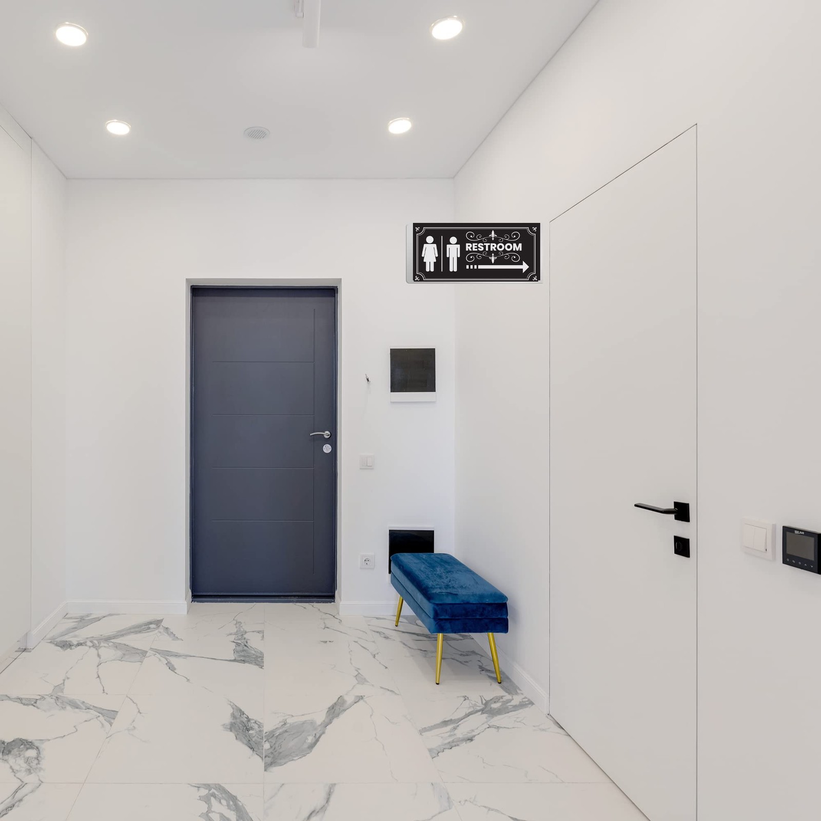 Double Sided Aluminum Metal Restroom Bathroom Signs 12×5.5 Inch 2 PCS