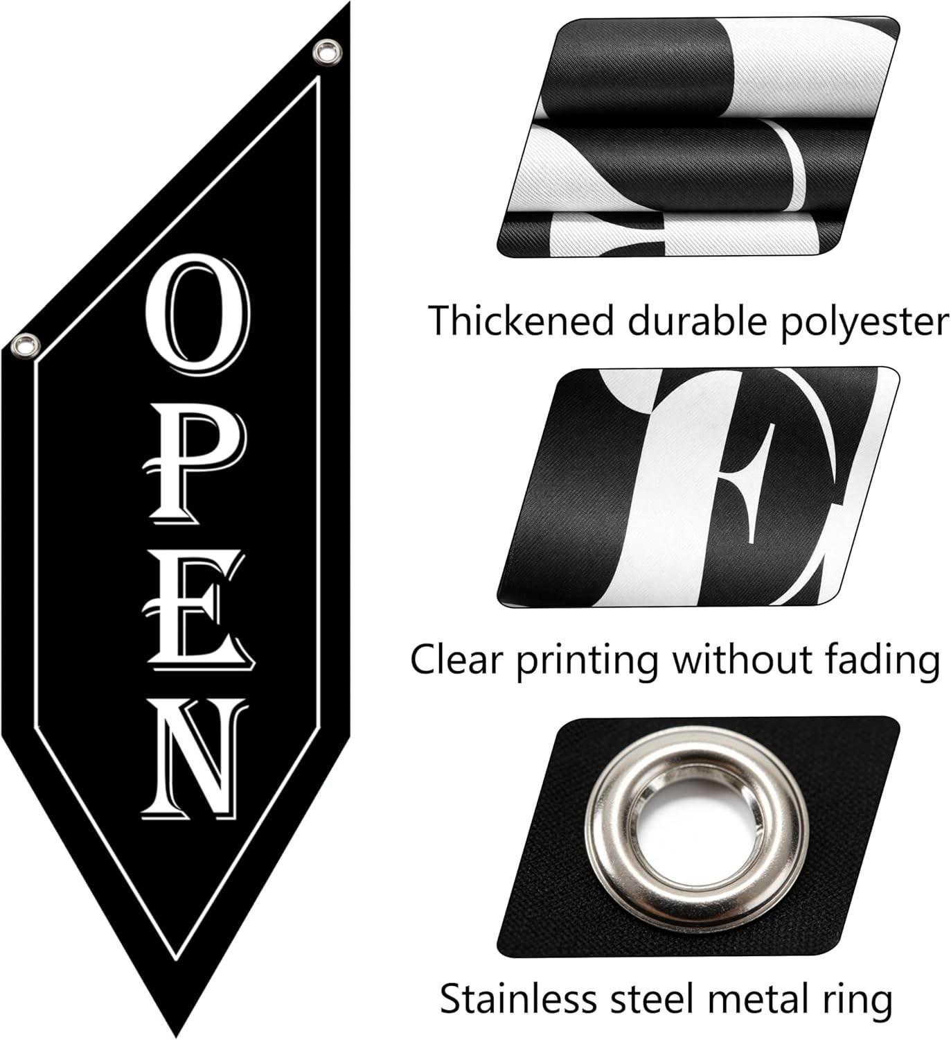 OPEN Flag with Pole Kit, DoubleSided Heavy Duty Hanging Banner Sign with Meta…