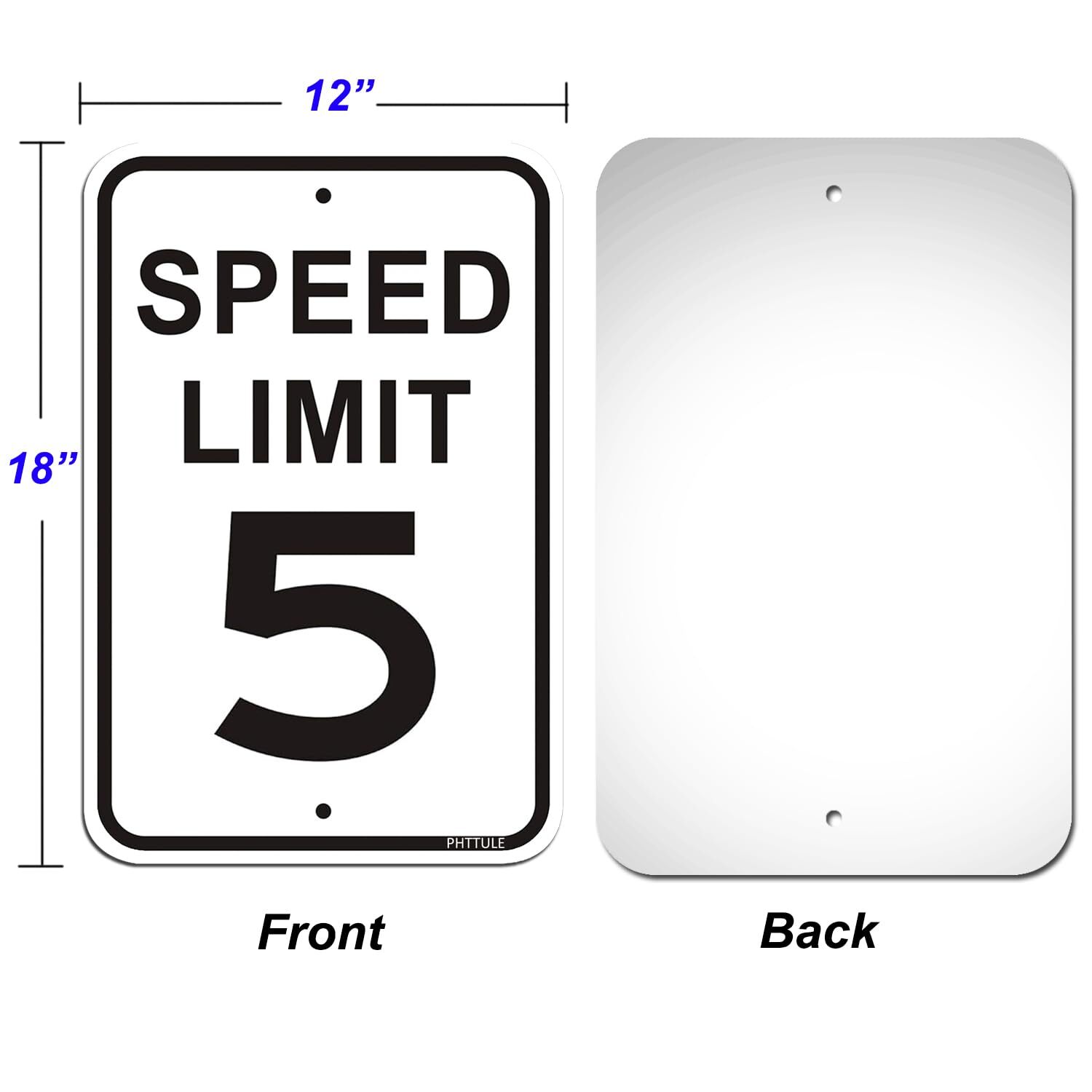 Speed Limit 5 MPH Sign 2 Pack 12 x 18 inches Slow Down Sign Reflective 40Mil …
