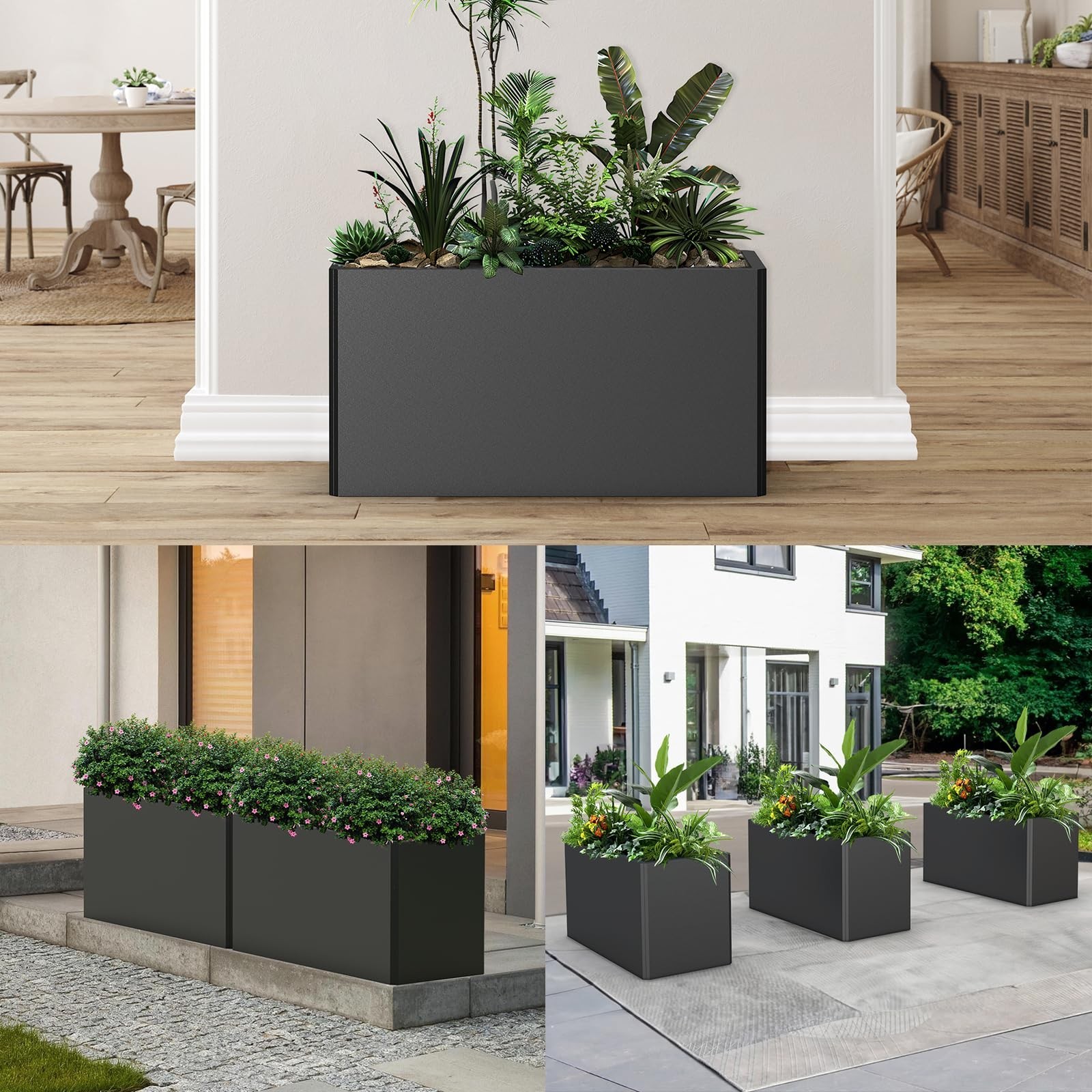 Rectangular Planter Box (36”L x 15”W x 15”H) Large Planter Box Outdoor, Me…