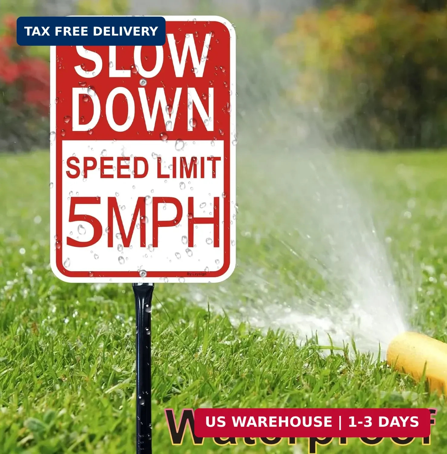 1 Pack Slow Down Sign, Speed Limit 5 MPH Sign with Stake, with 36 Inches Metal S