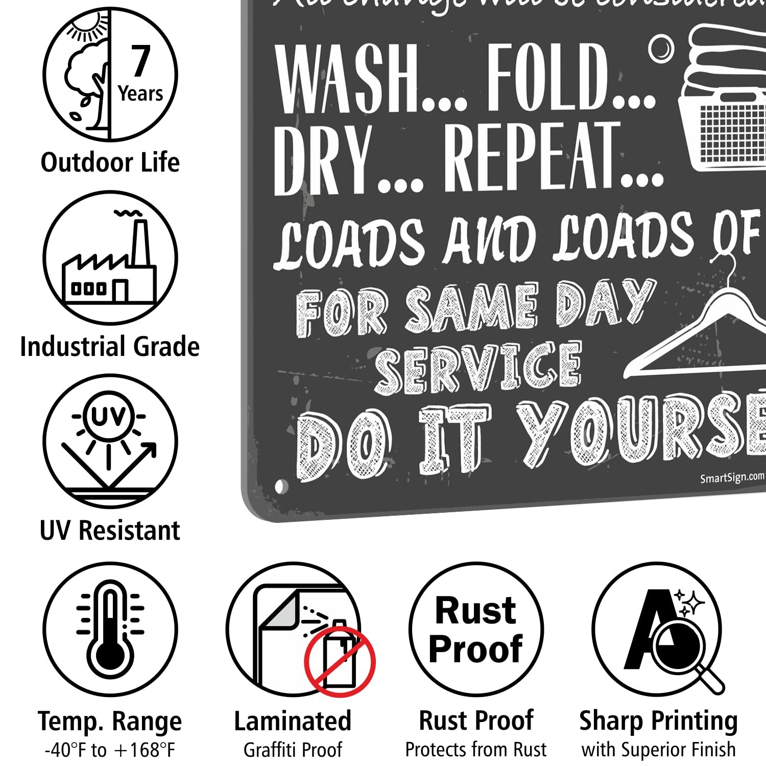 Large 14×10 Inch Laundry Room Rules Metal Sign Aluminum Chalkboard Pattern