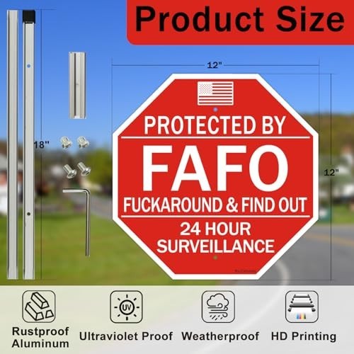 2 Pack Reflective Home Security Signs with 36″ Metal Stakes – Waterproof, UV Pro