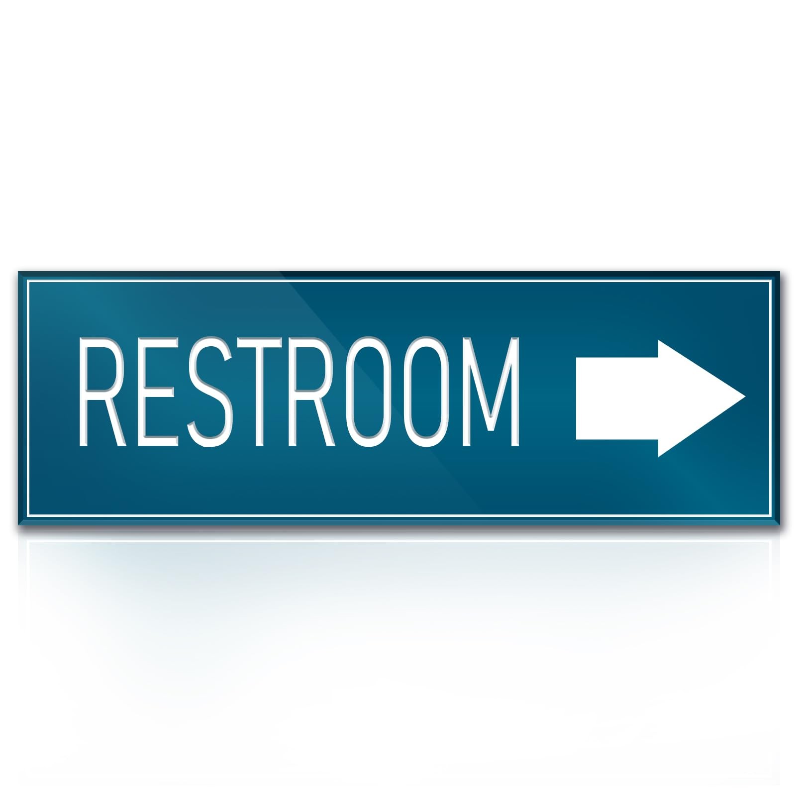 Blue 9×3 Inch Restroom Right Arrow Directional Sign SelfAdhesive Wall Signage