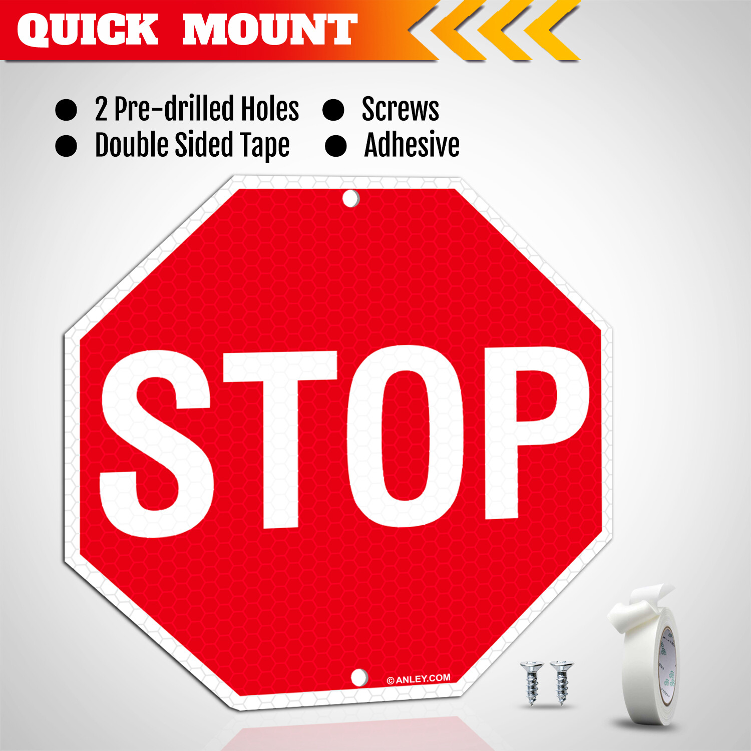ANLEY Stop Sign 12 X 12 in – Diamond Grade Reflective at Nights Aluminum