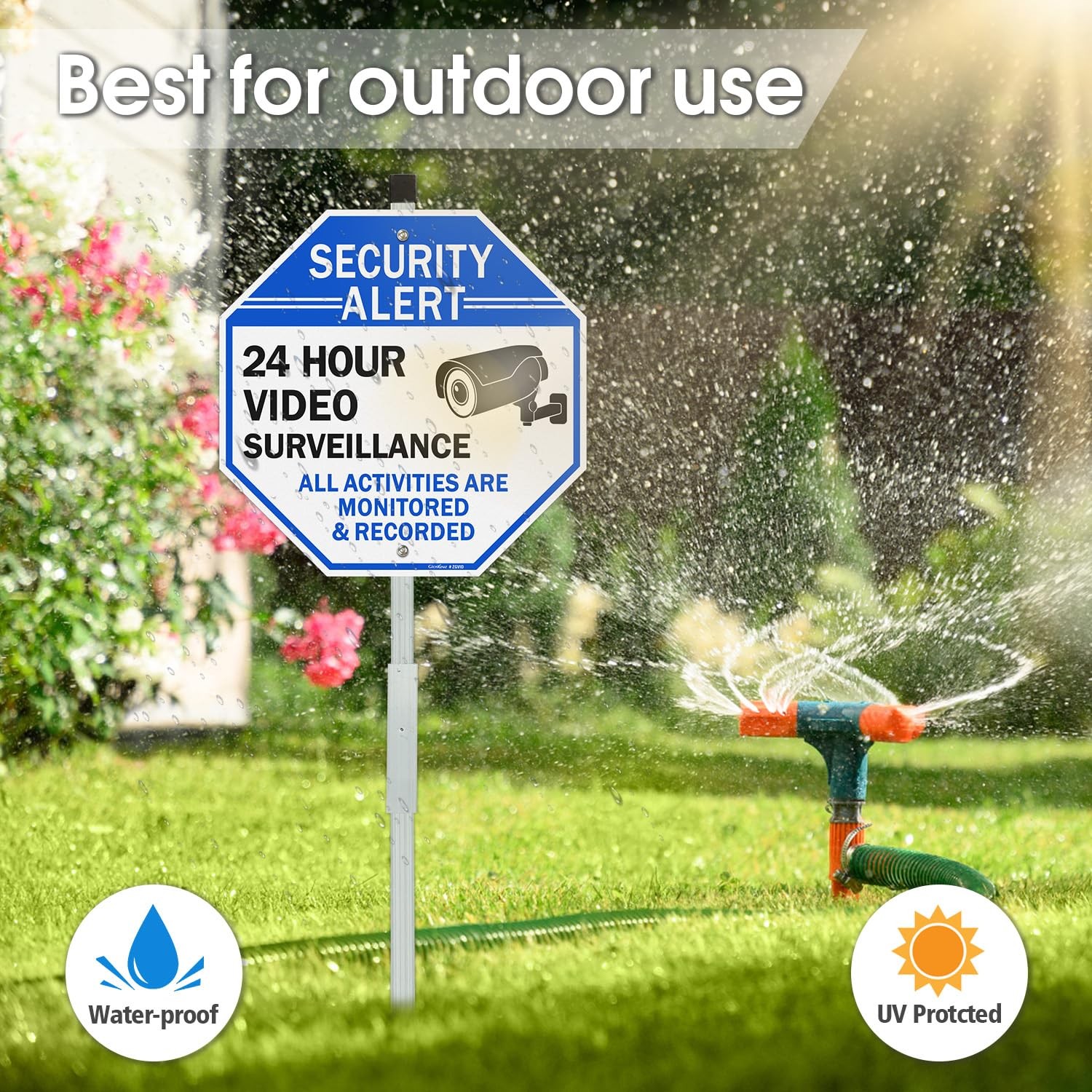 Gicnkeuz Video Surveillance Sign 28 Stake For Outside 10X10 Security Sign –