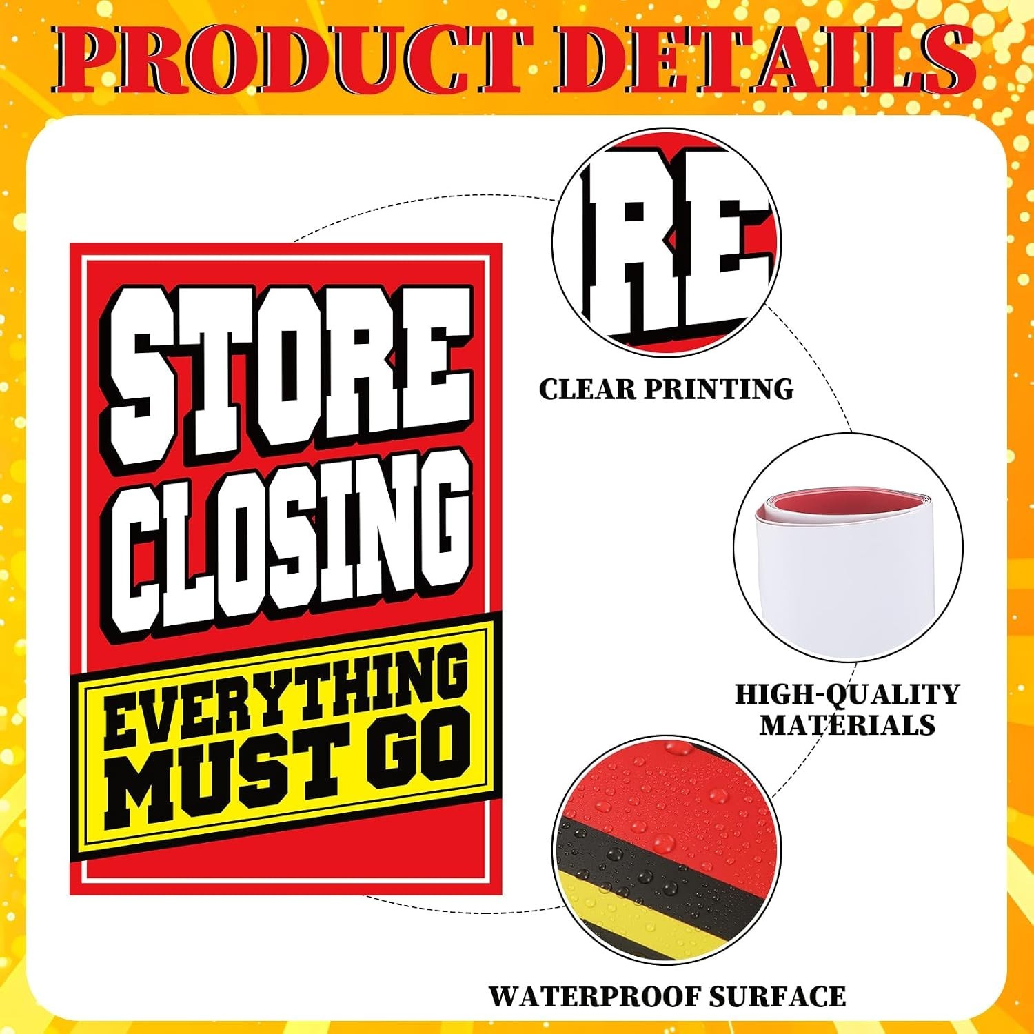 2 Pcs Store Closing Sign Poster Everything Must Go Advertising Banner Going Out