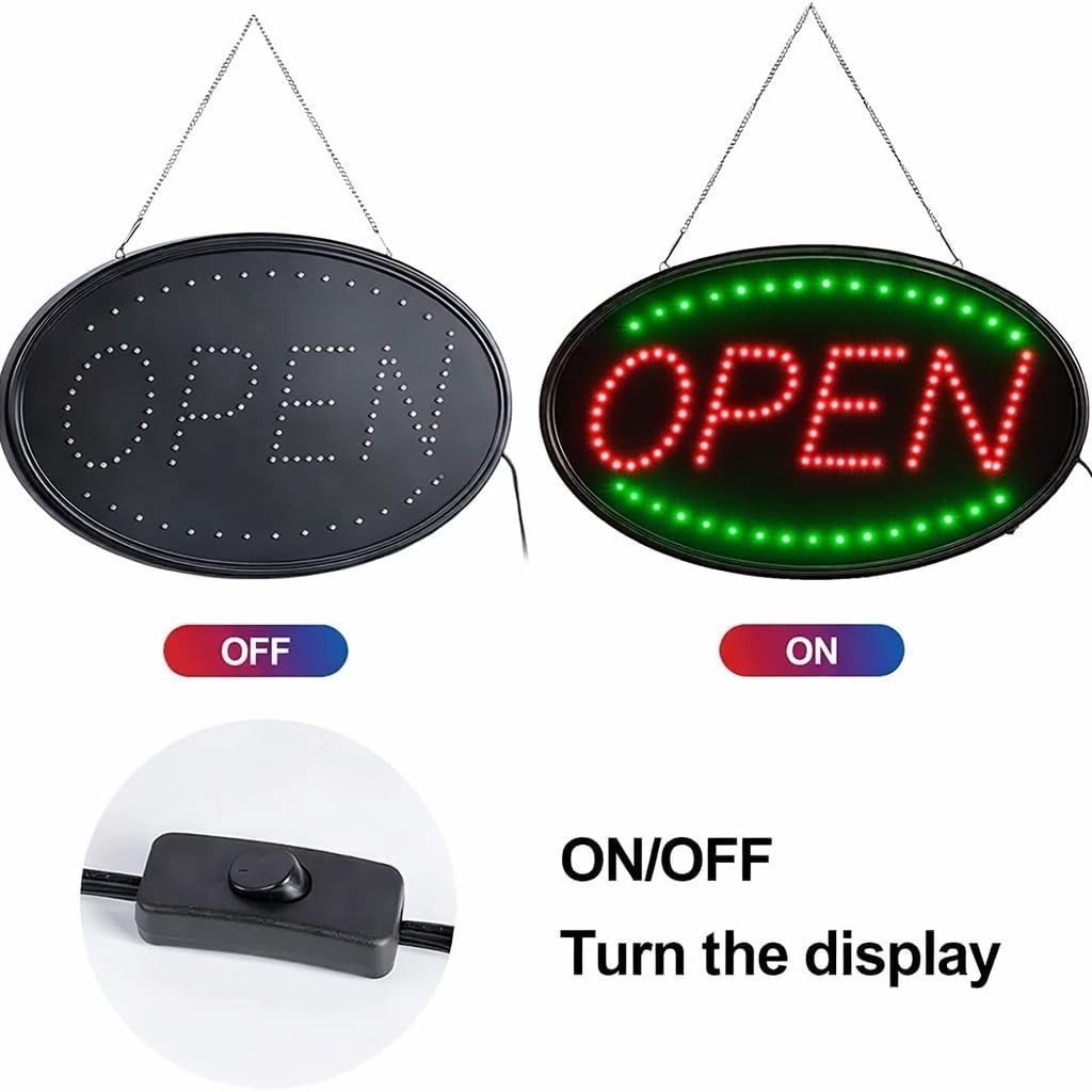 Jumbo 24″ x 13″ LED Neon Sign with Motion – “OPEN” Red/Blue Jumbo Green OPEN U33