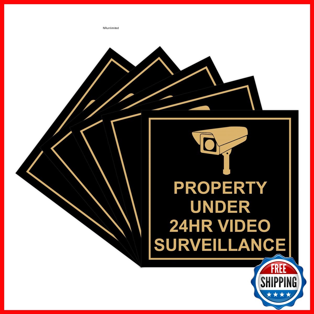 All Quality Square Property Under 24Hr Video – Black/Gold Large 5 Pack