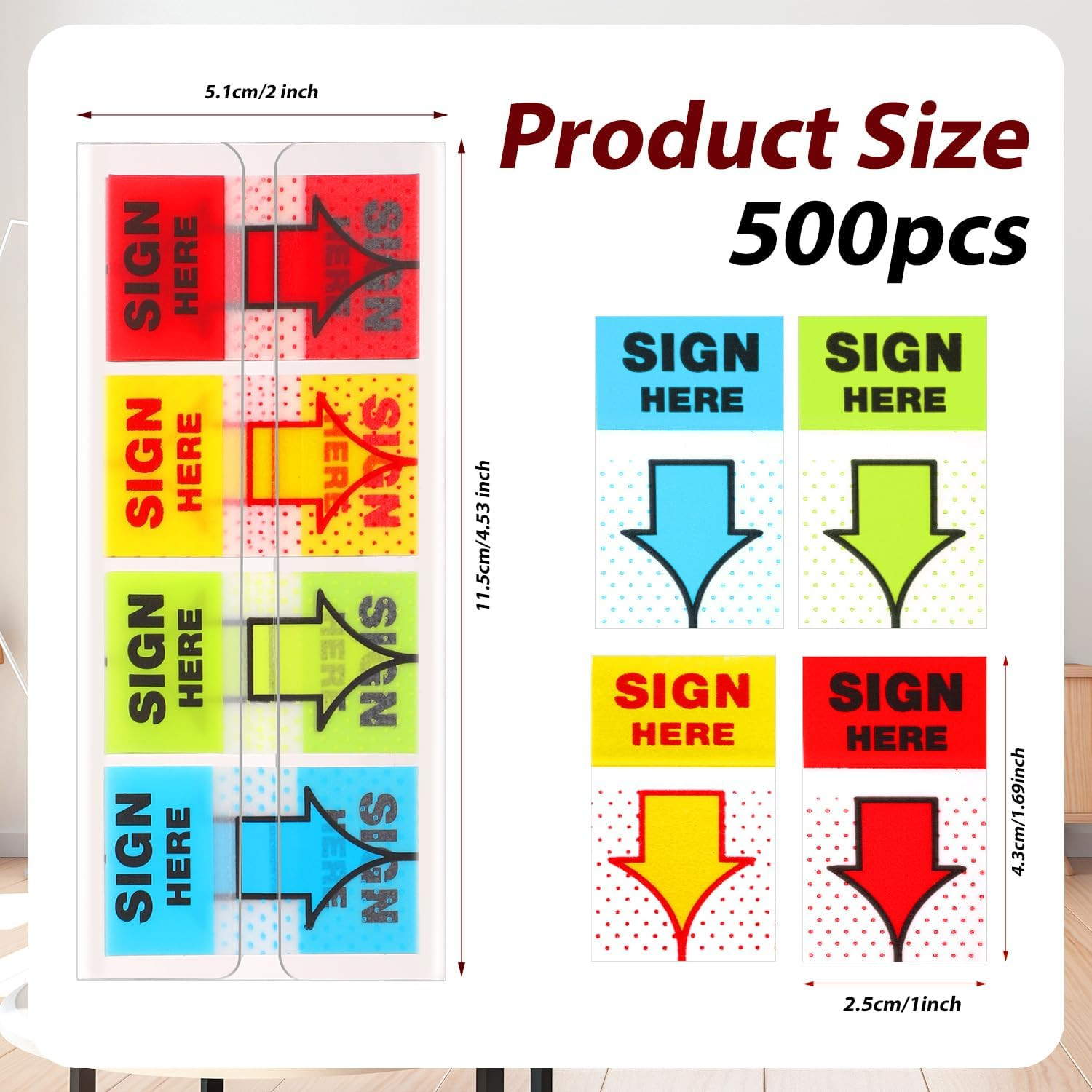 500pcs Sign Here Stickers, Arrow Labels Stickers Adhesive Sign Here Tabs Sign Po
