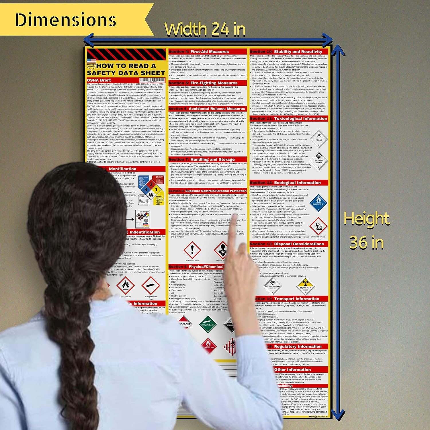 How to Read a Safety Data Sheet (SDS/MSDS) Poster | English 2026 | 36X24 in | Ho