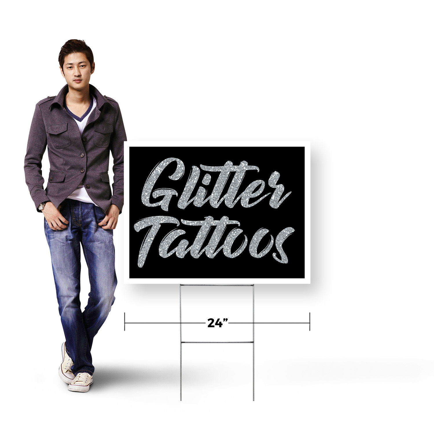 Glitter Tattoos Yard Sign Kids Parties, Event Fun, Bright and Colorful Designs