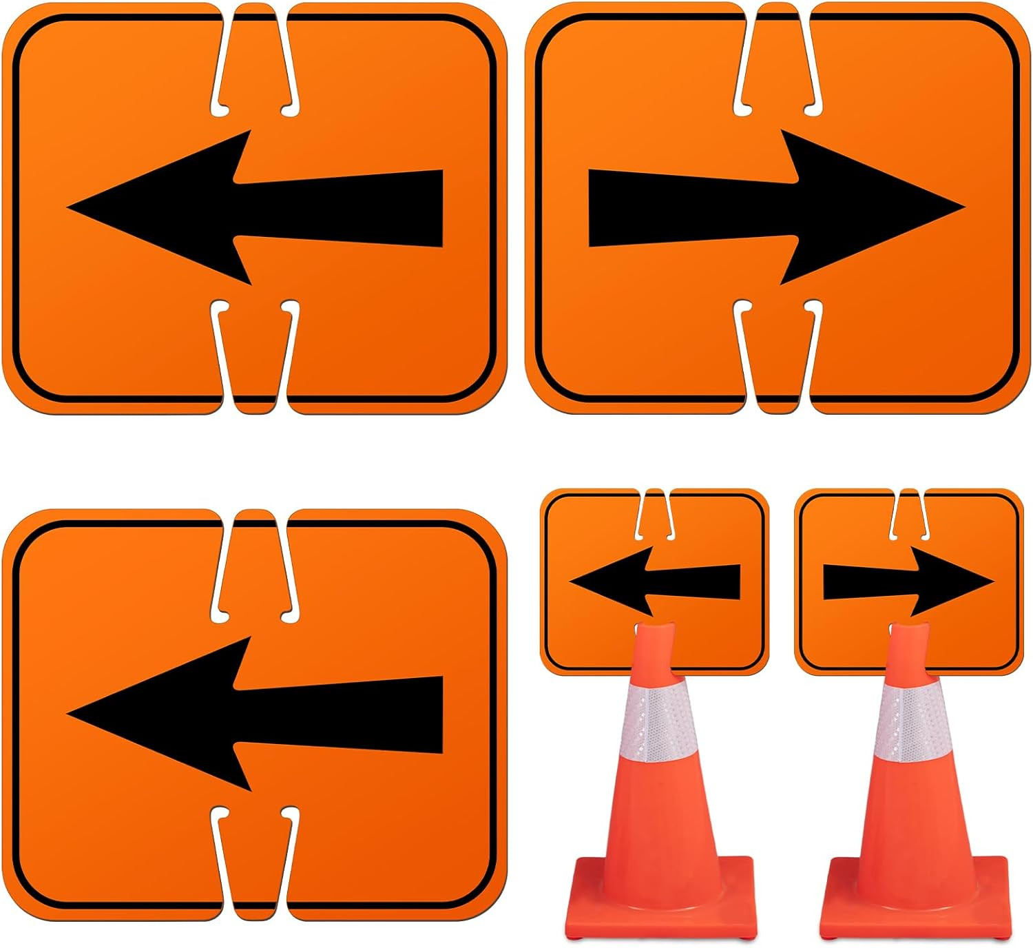 3 Pcs Traffic Reversible Arrow Signs 12.6 x 10.4 Inch Orange Detour Signs Cone T