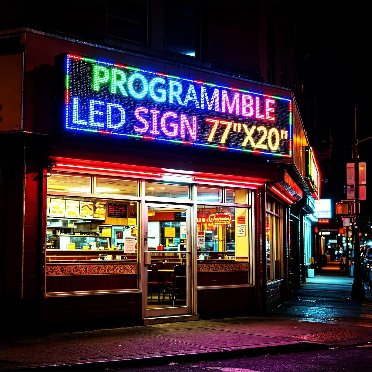 Programmable LED Scrolling Sign 77″x20″ Waterproof APP Control for Business