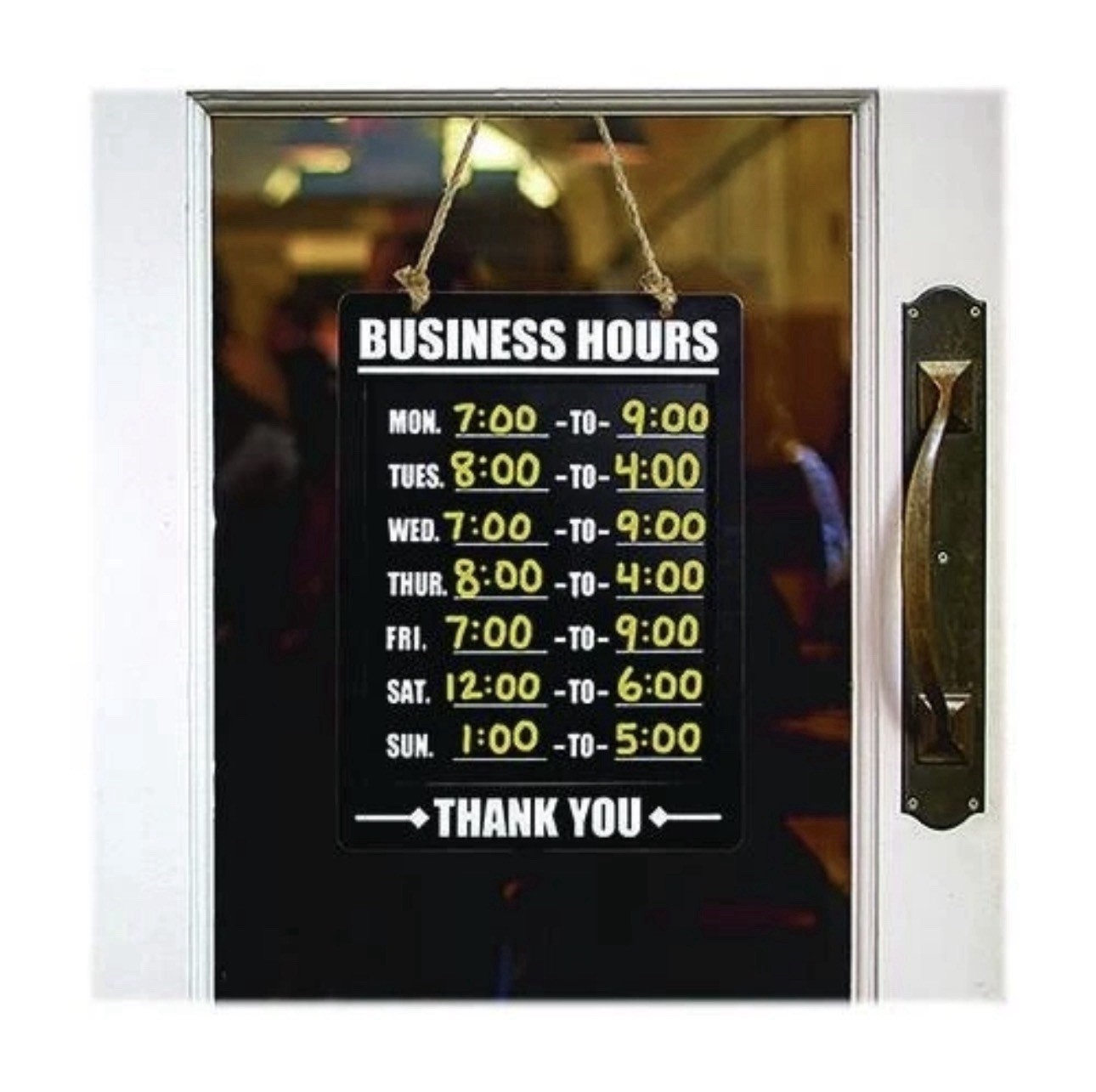 Excello Global Products Hanging Business Hours Chalkboard Door Sign 10×13.75″