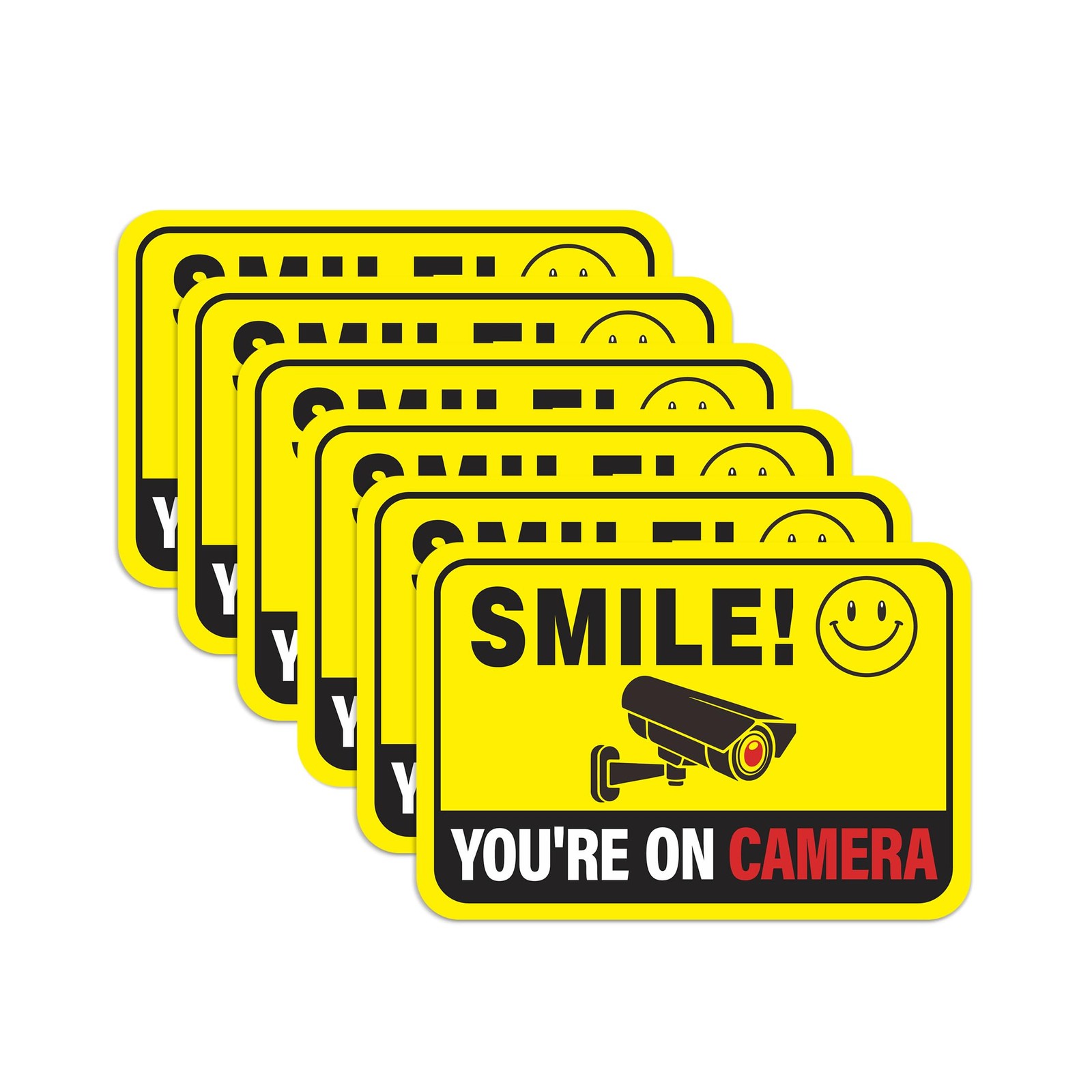 6pcs Security Camera Sign Waterproof Yellow You Are Being Recorded 5.9×3.9 Home
