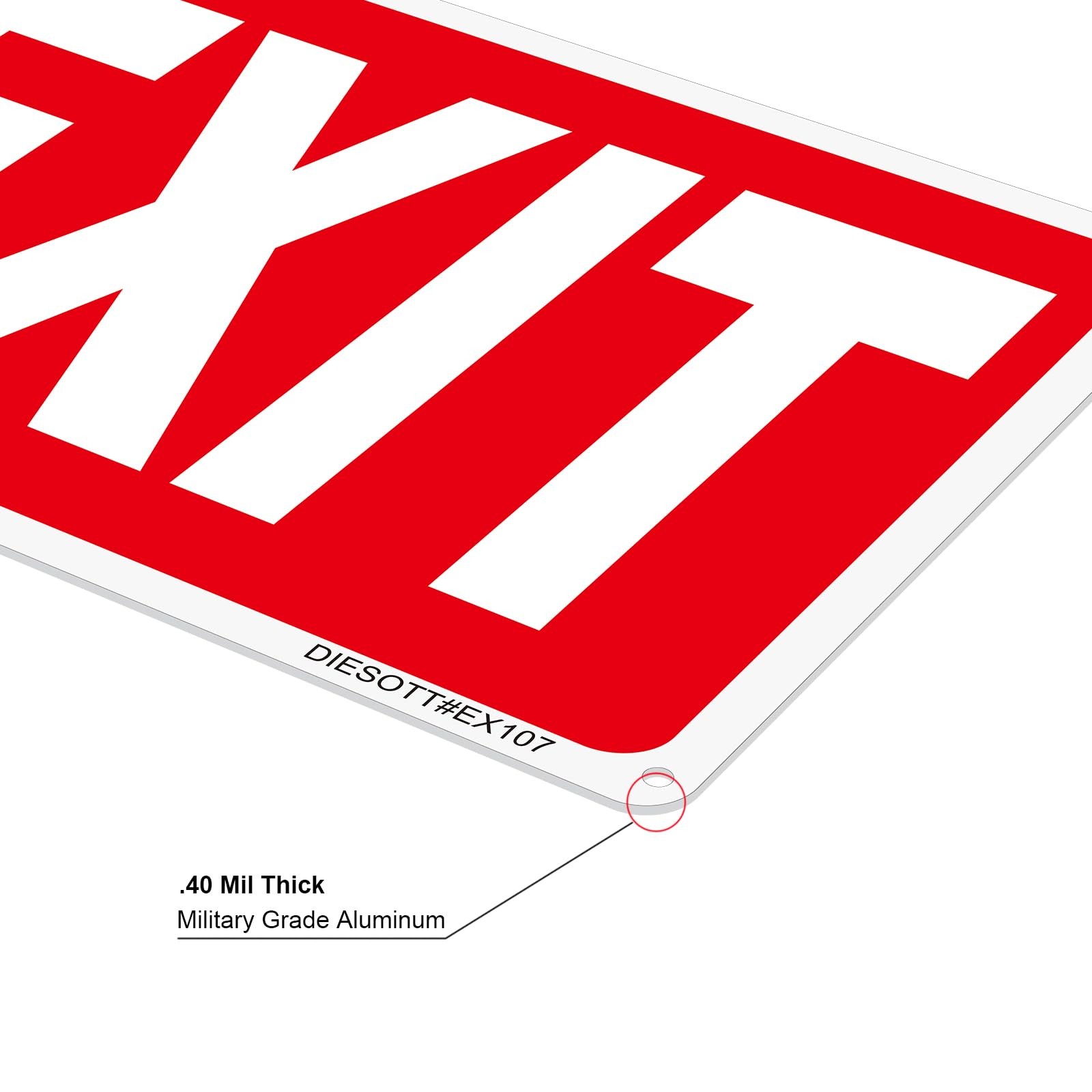 Diesott Exit Sign 4 Pack 10X7 Inches Aluminum Exit Signs Reflective Uv