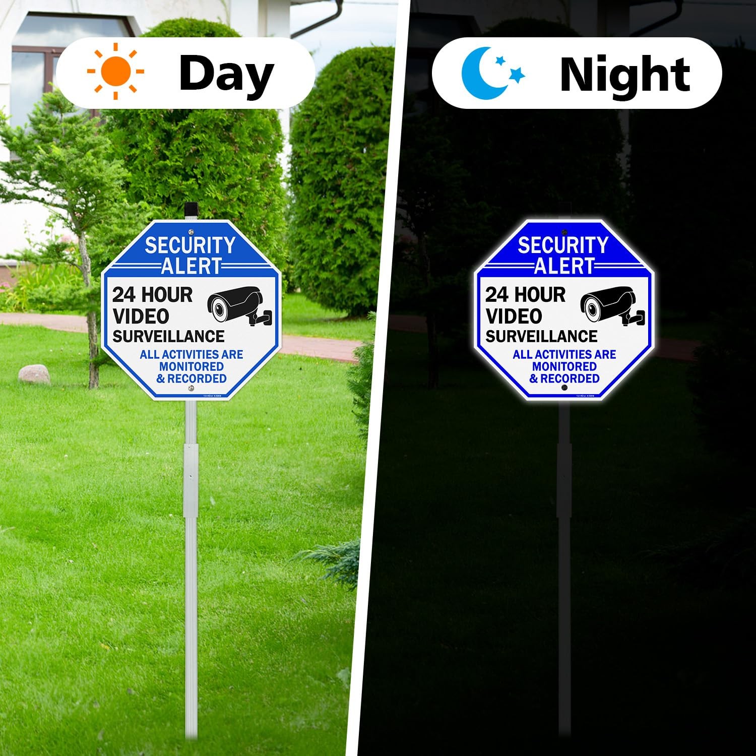 Gicnkeuz Video Surveillance Sign 28 Stake For Outside 10X10 Security Sign –