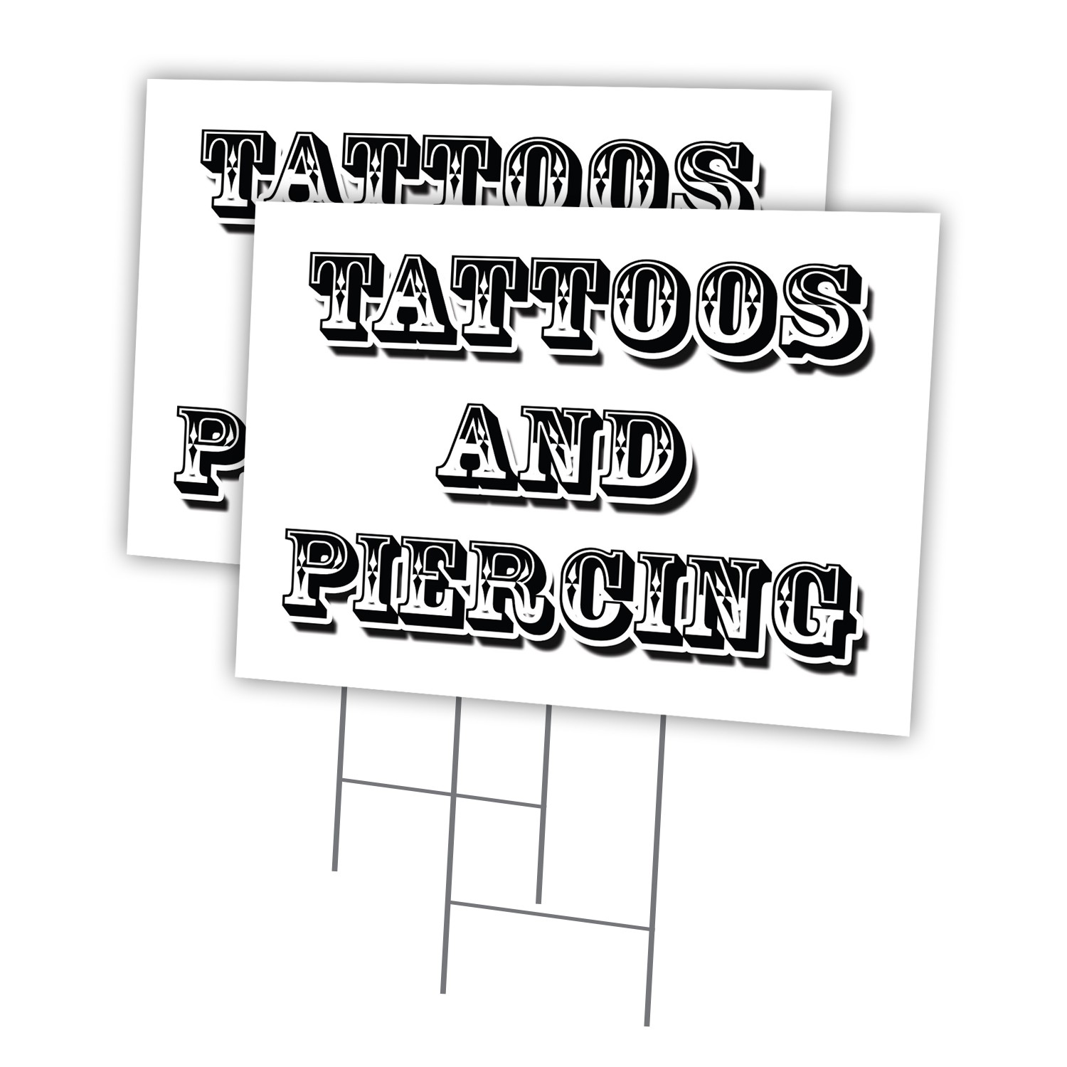 Tattoos & Piercing Multi-Pack of Yard Signs & Stake plastic coroplast window