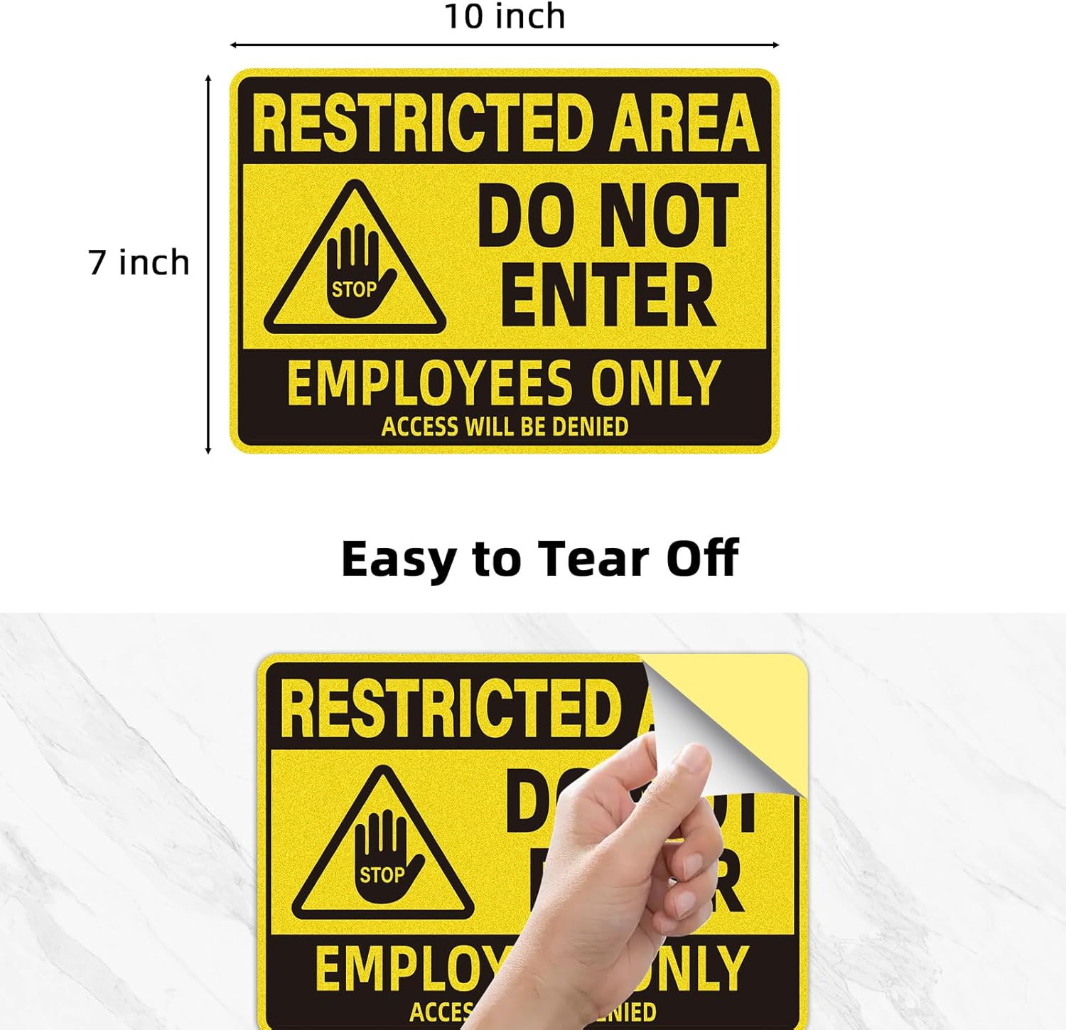 Employees Only Signs 2 Pack Restricted Area Do Not Enter Door Stickers 10×7 Inch