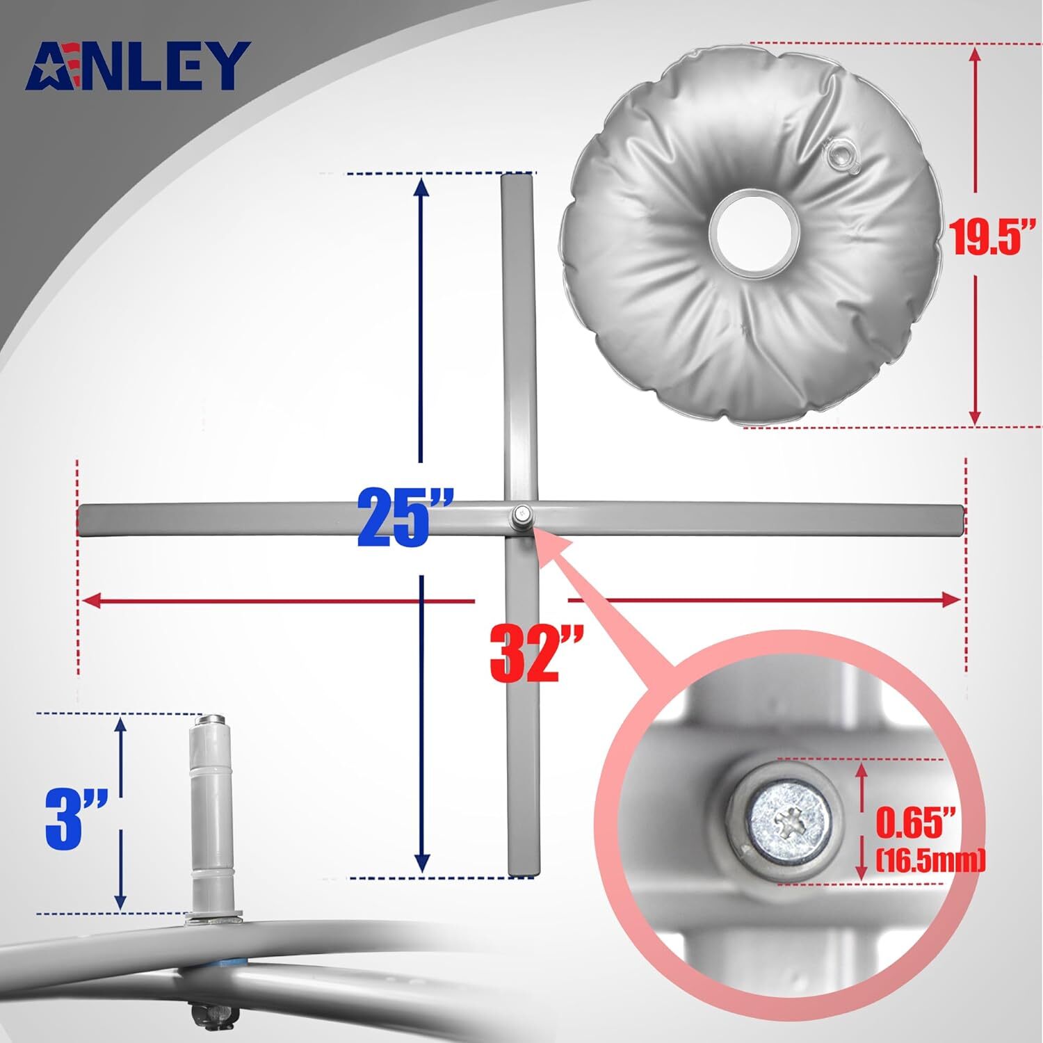 Anley Foldable Ground Base with Water Bag Fits Flutter Feather Banner Flag Pole