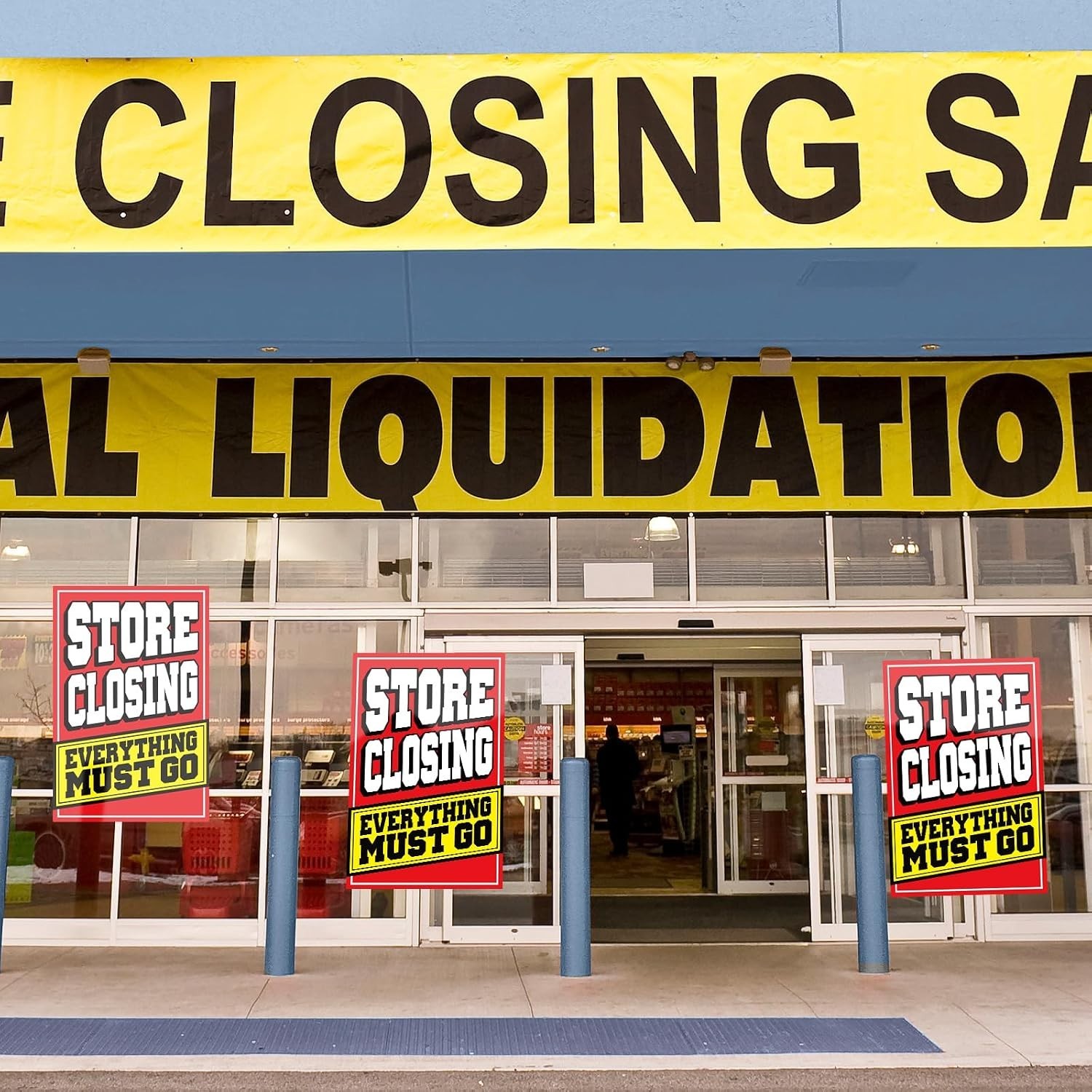 2 Pcs Store Closing Sign Poster Everything Must Go Advertising Banner Going Out