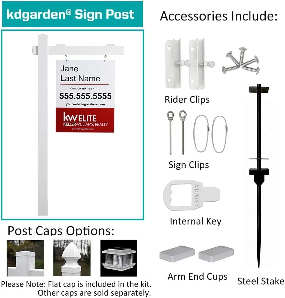 Vinyl PVC Real Estate Sign Post 6ft Tall – White