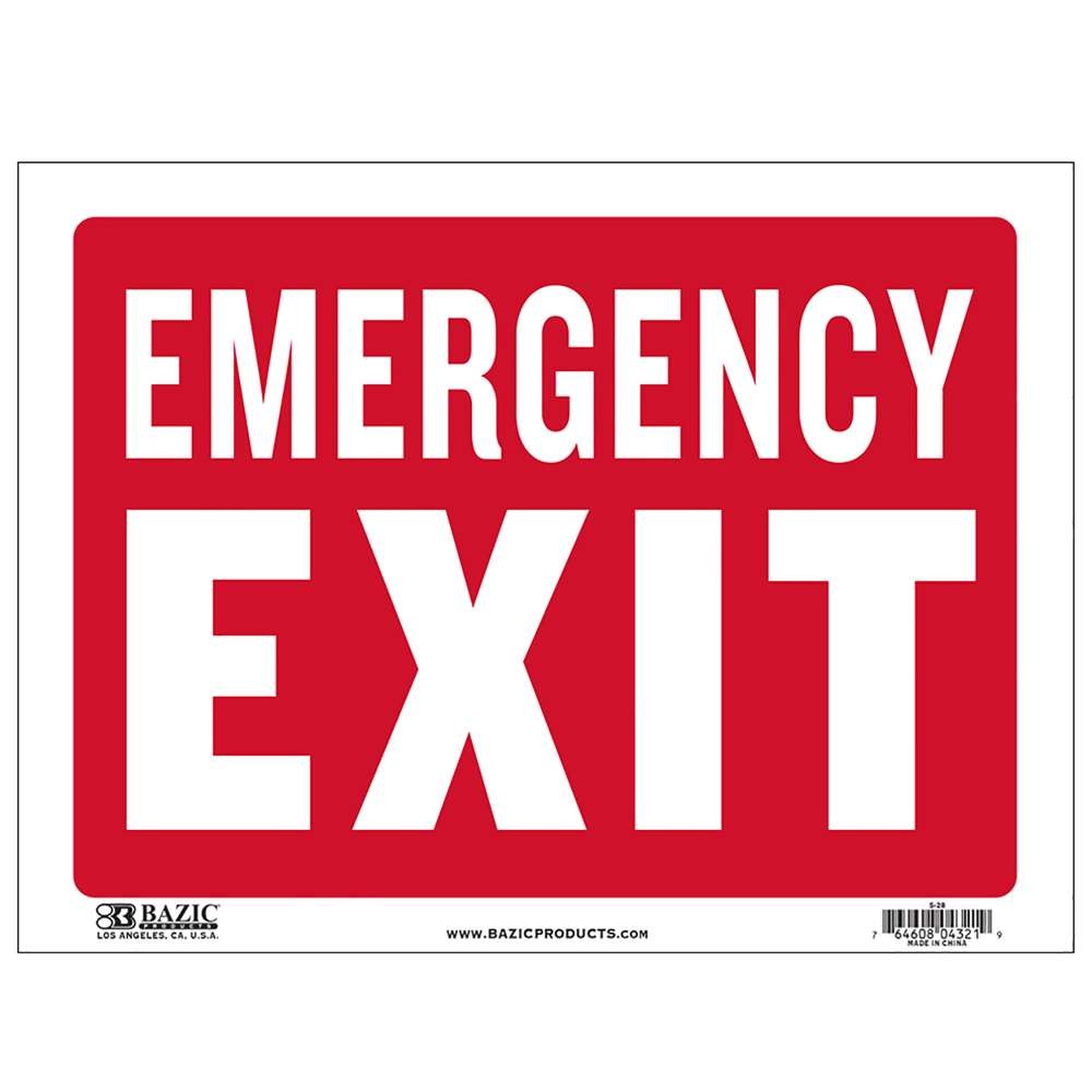 BAZIC 9″ X 12″ Emergency Exit Sign, pack of 24