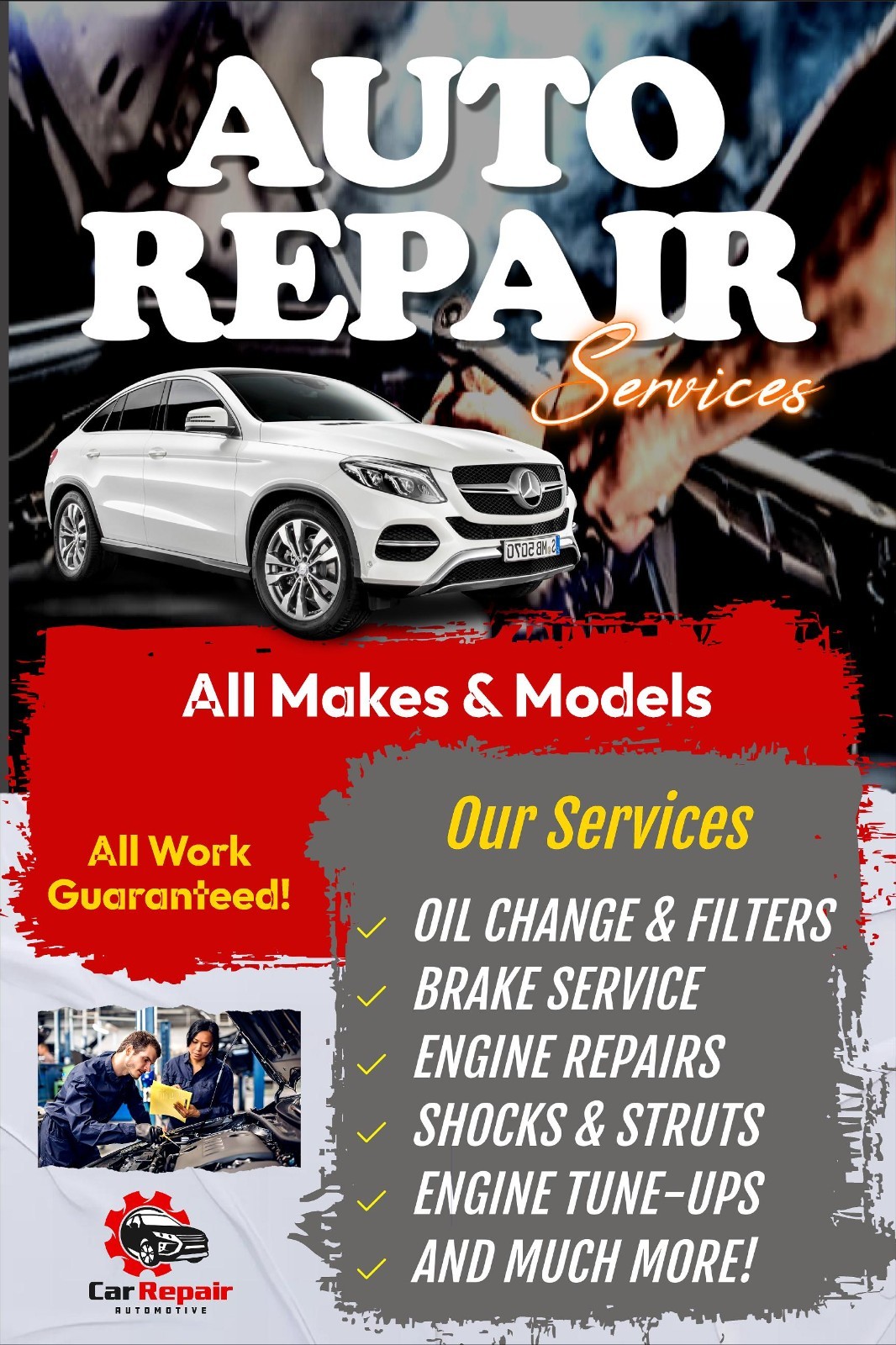 Auto Repair Service Advertising Poster Sign