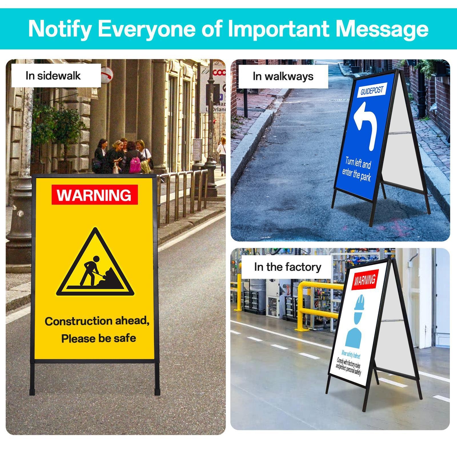 2pcs A-Frame Sidewalk Sign 24×36 in, Portable Double-Sided Sandwich Board