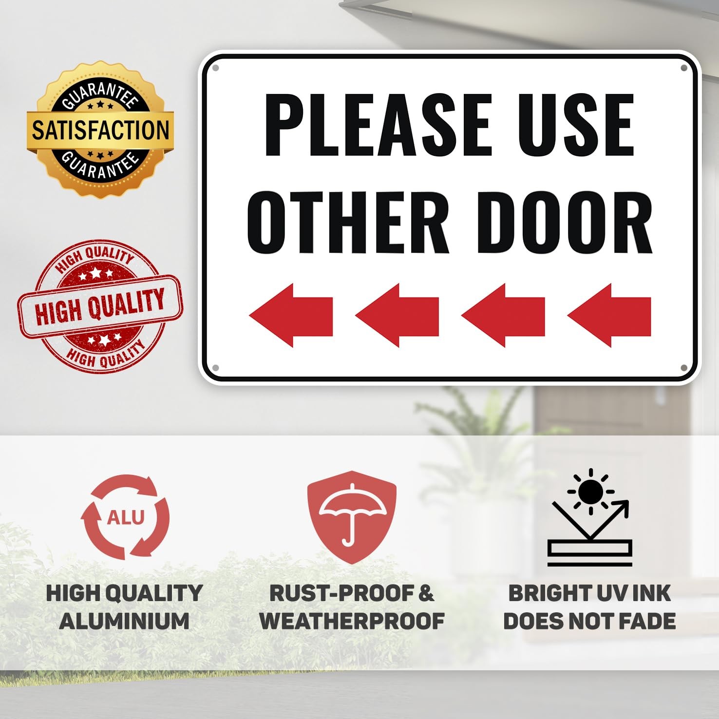 1 PCS Please Use Other Door Sign Left Arrow Aluminum Decor Fits 12×8 Inches