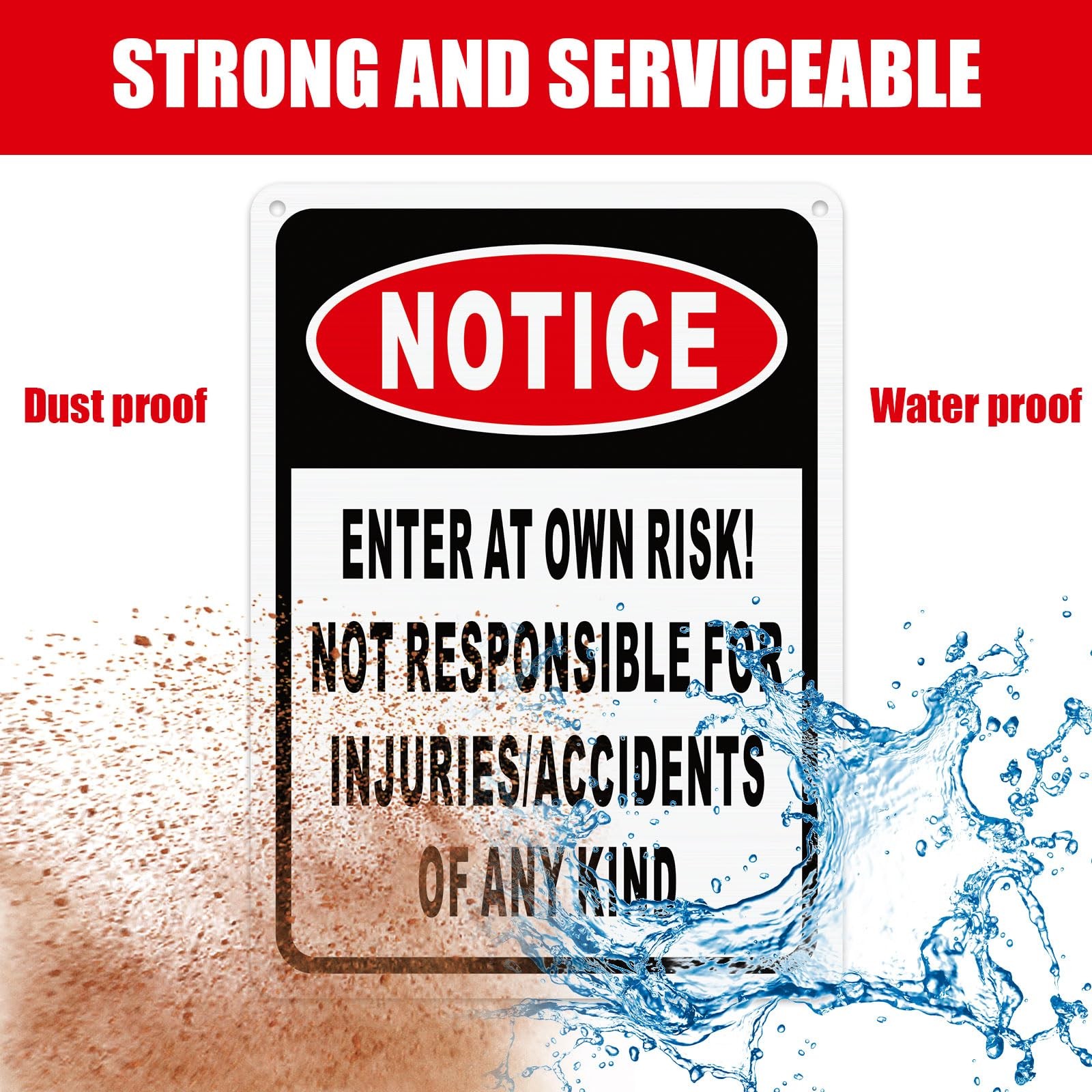 4 Pcs Notice Enter at Own Risk Sign 10” x 7″ Reflective Aluminum Not Respons…