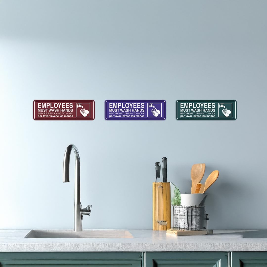 All Quality Standard Employees Must Wash Hands Door/Wall Sign – Red/Gold –