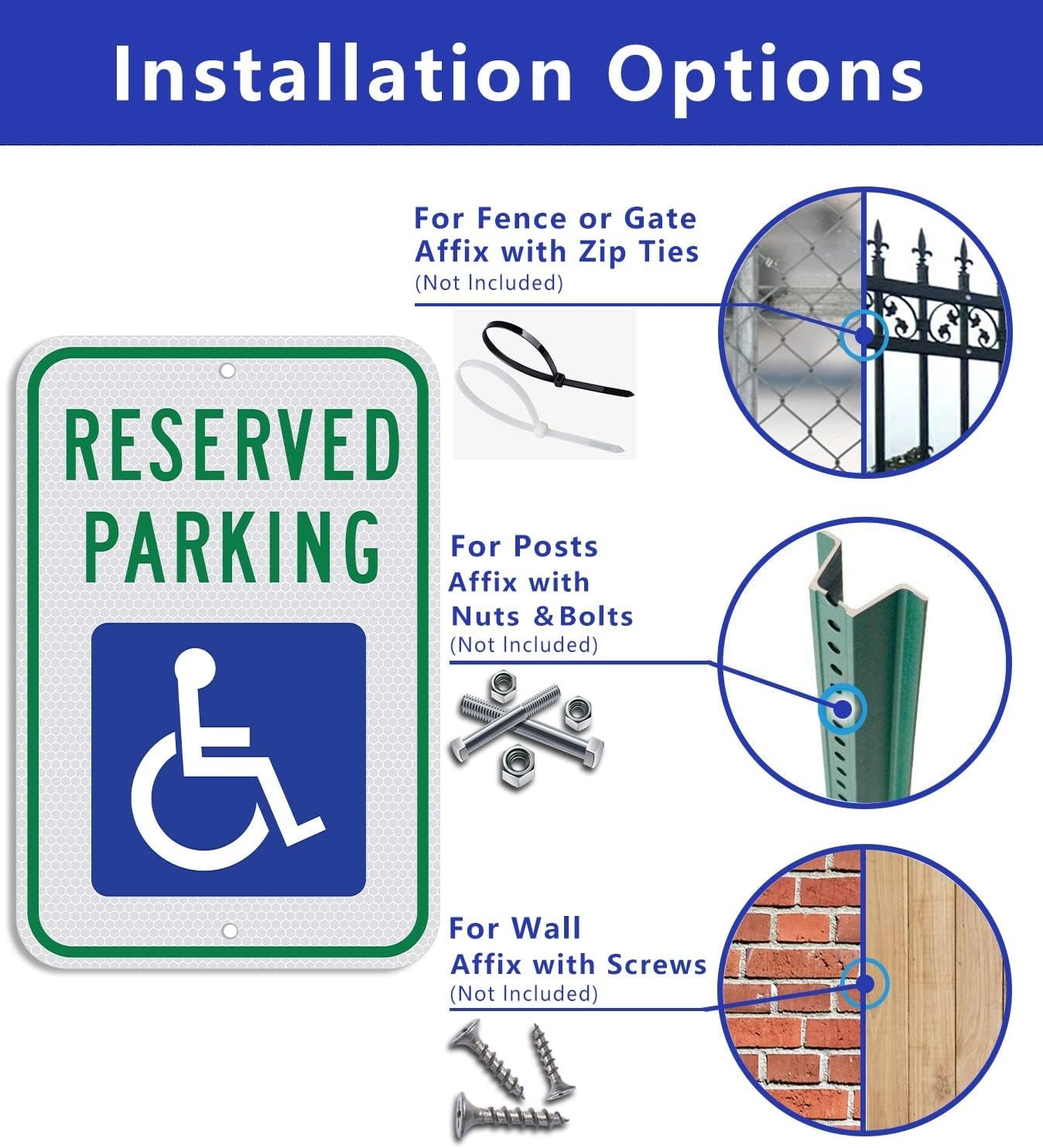 Weatherproof 18×12 Reflective Handicap Parking Sign with Easy Installation