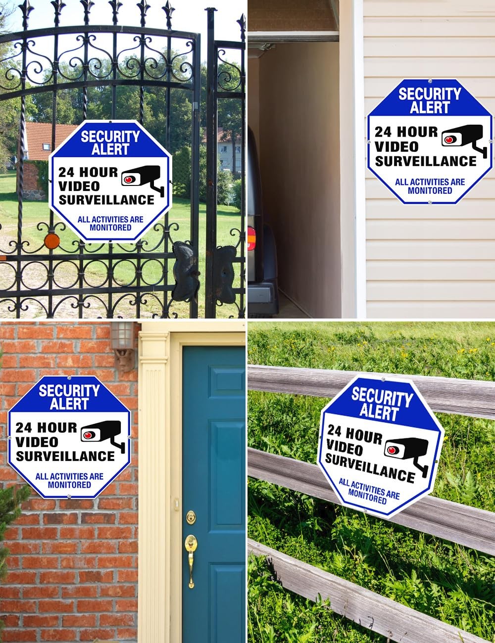 Video Surveillance Sign, 4-Pack 10″x10″ Security Camera Sign, Reflective and …