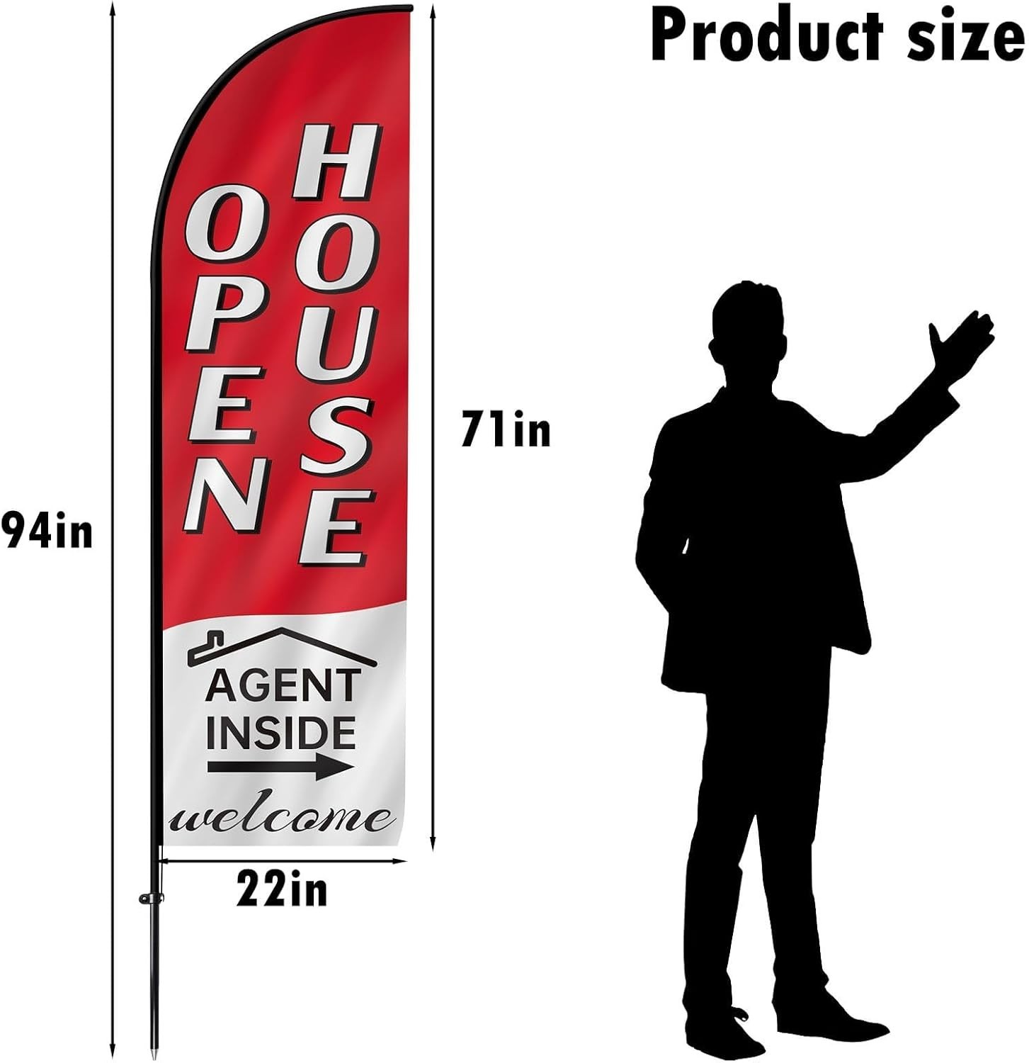 Durable 7.9FT Open House Flag with Portable Kit for Real Estate Professionals