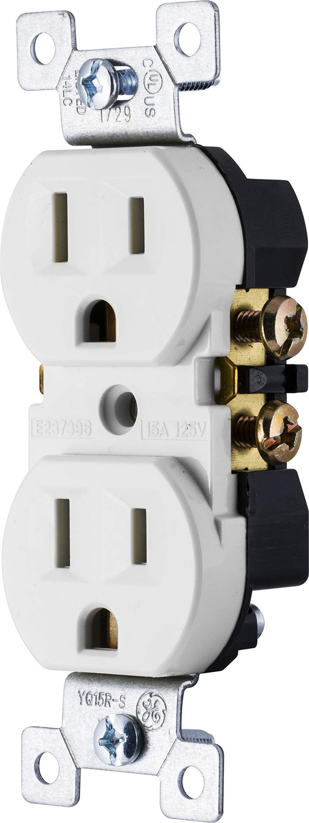 GE Duplex Wall Outlet, 2 Grounded Outlets, White, 1 Pack | Pressure Lock Term…