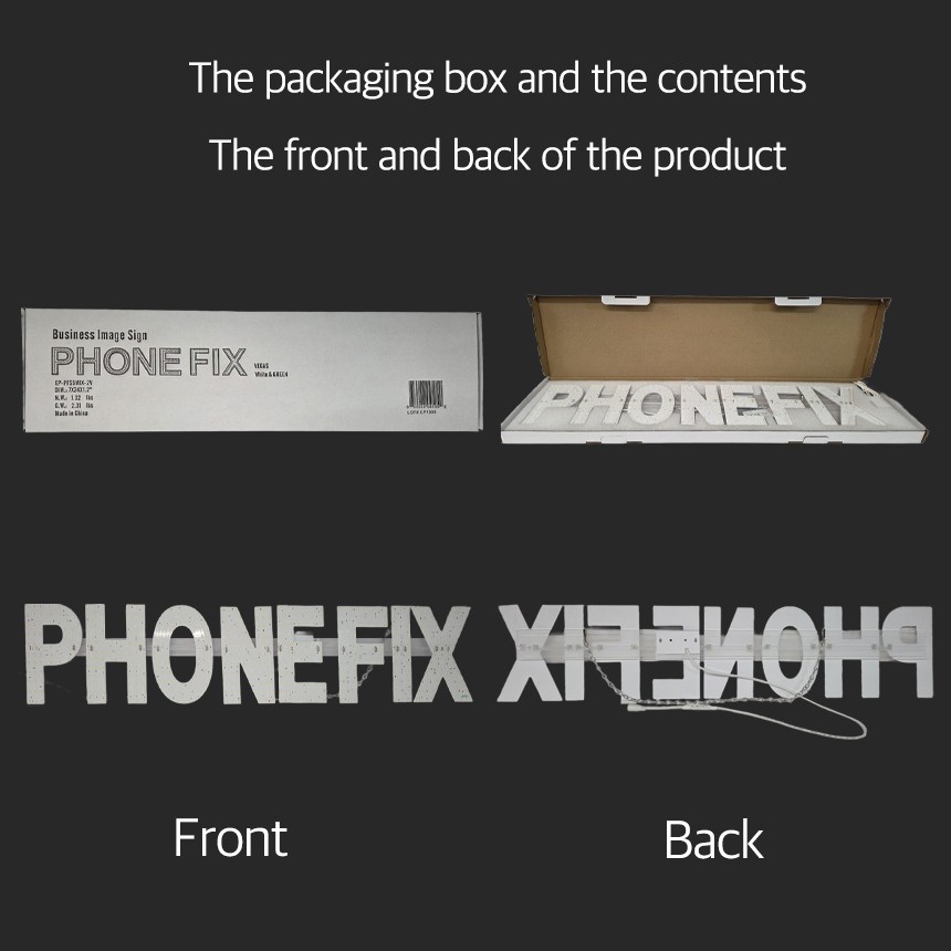 EPL Signs PHONE FIX White/Green LED Sign Business 7″x34″ Remote 2G Blinking Mode