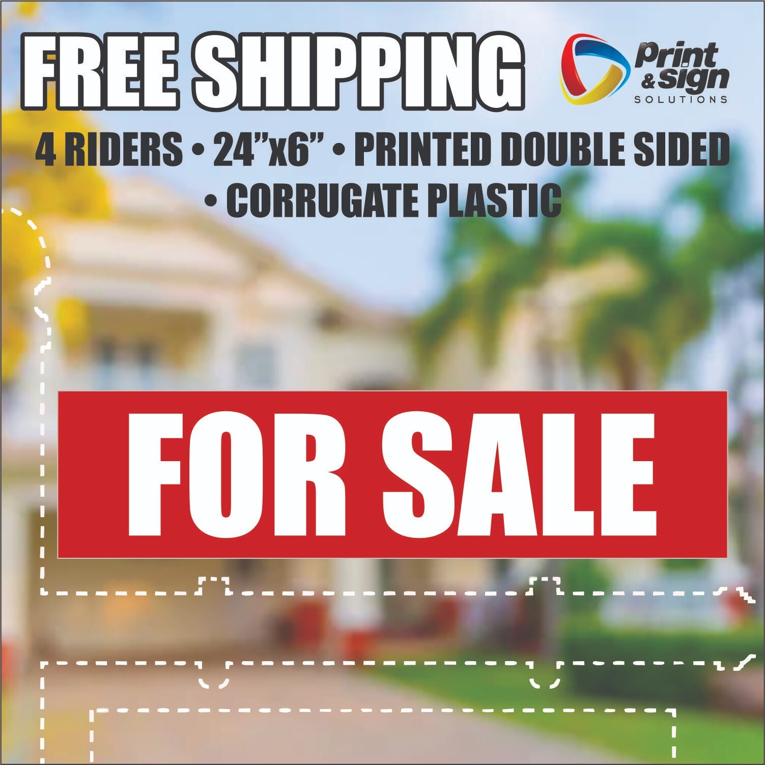4PC FOR SALE RIDER REAL ESTATE RIDER 6″x24″ SIGN 2 Sided HOMES PLASTIC REALTOR