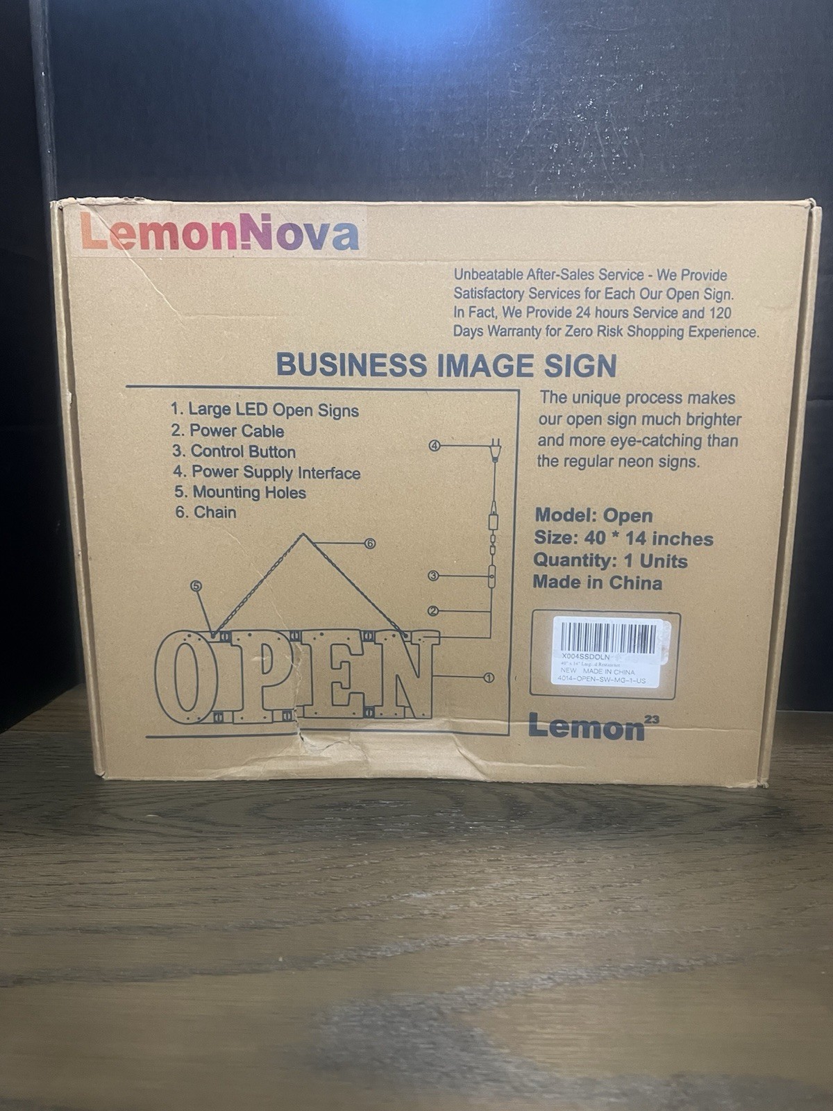 40″X 14″ Large LED Open Sign with Remote Control High Bright Visibility Business