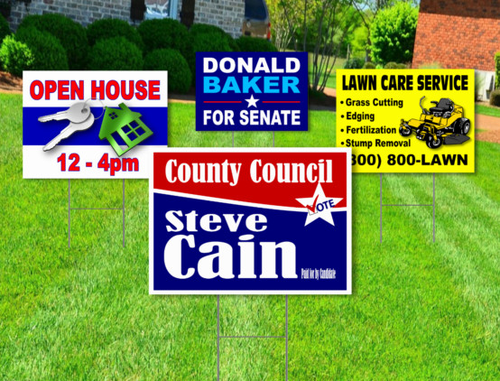 20 – 9 x 12 Yard Signs – Custom Design – Full Color – 1 Sided