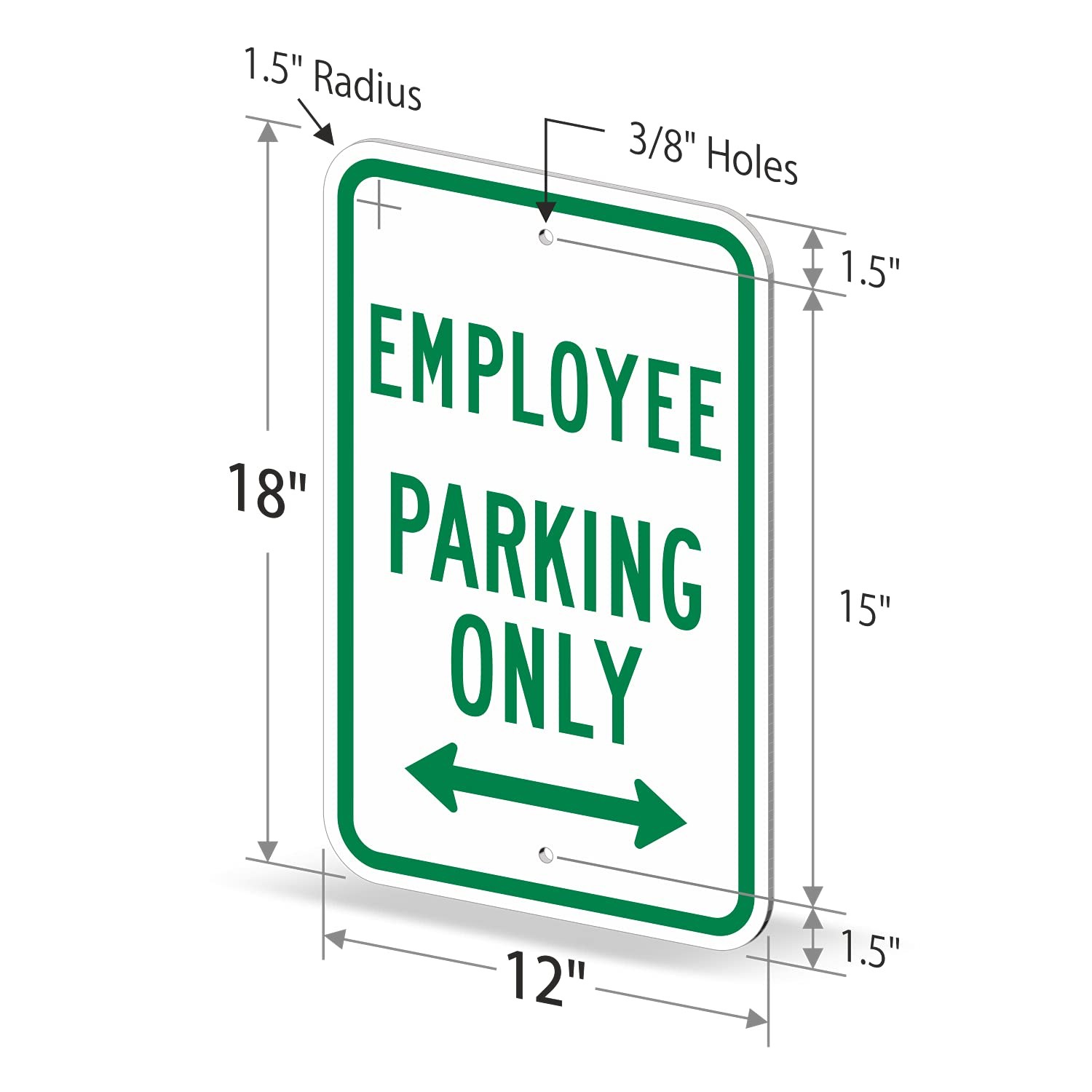 Employee Parking Only Sign Bidirectional Arrow 12×18 Inch Aluminum