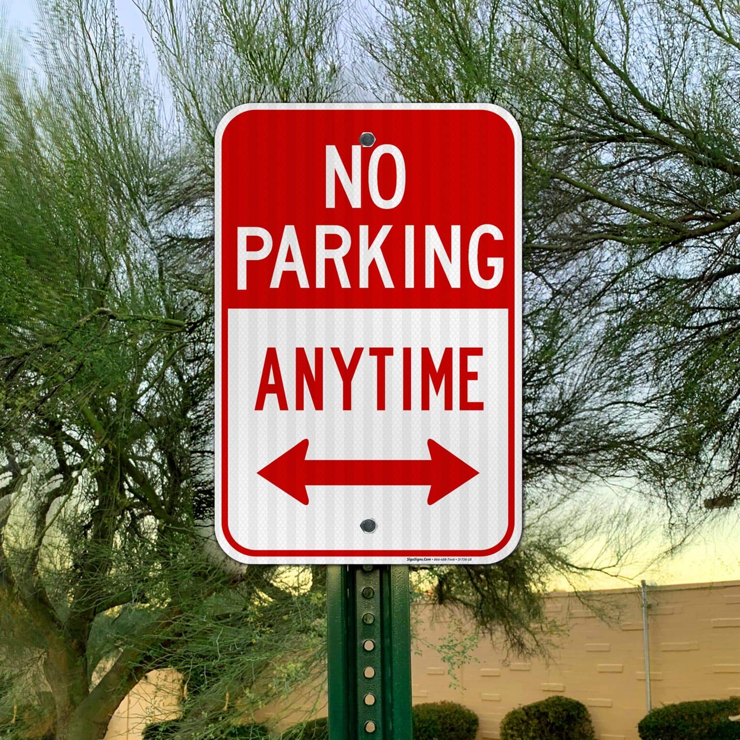 No Parking Anytime Sign, with Arrows 12×18 Inches, 3M EGP Reflective .063 Alu…