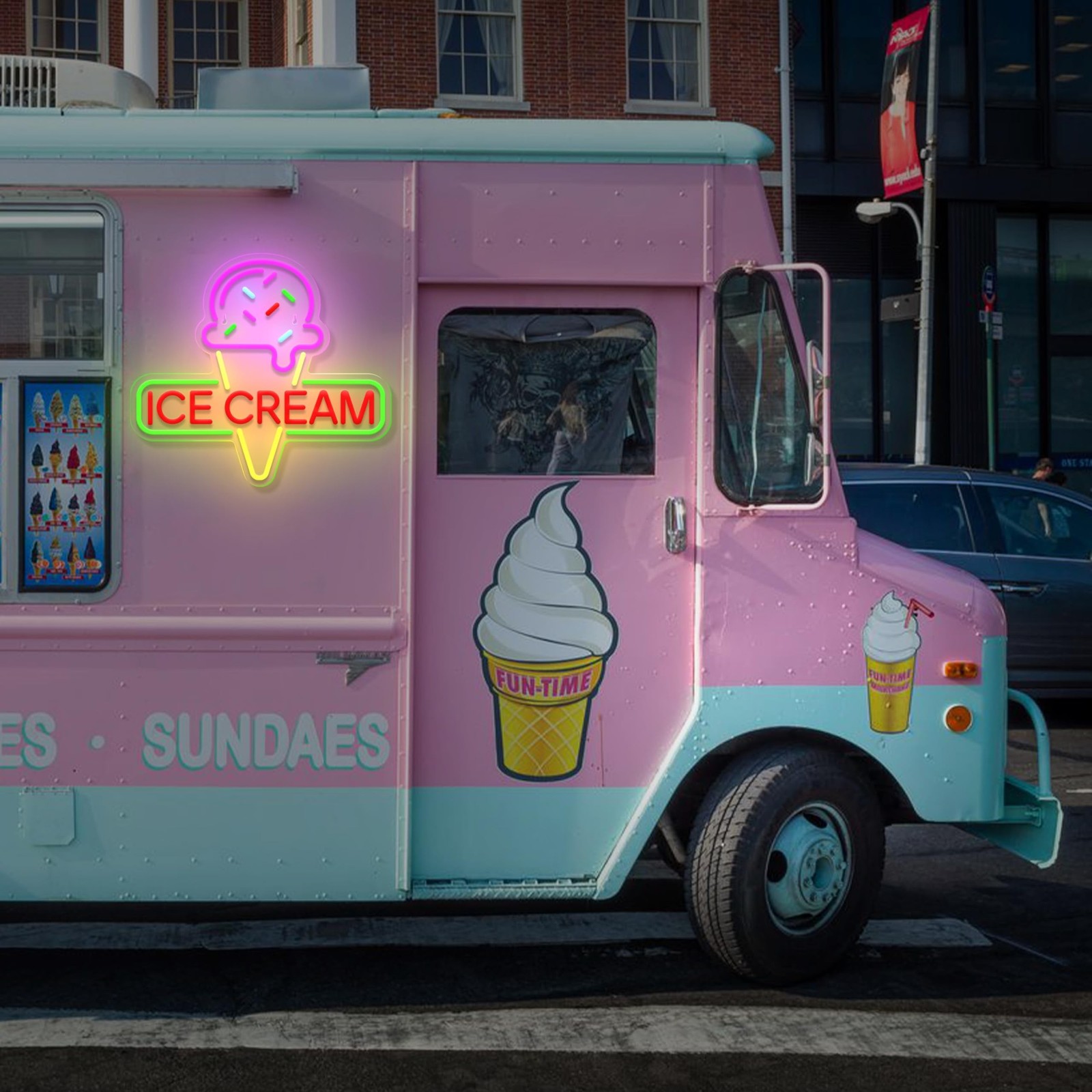 Ice Cream Neon Sign Light up Acrylic LED Lamp with USB Powered Ice Cream Lett…