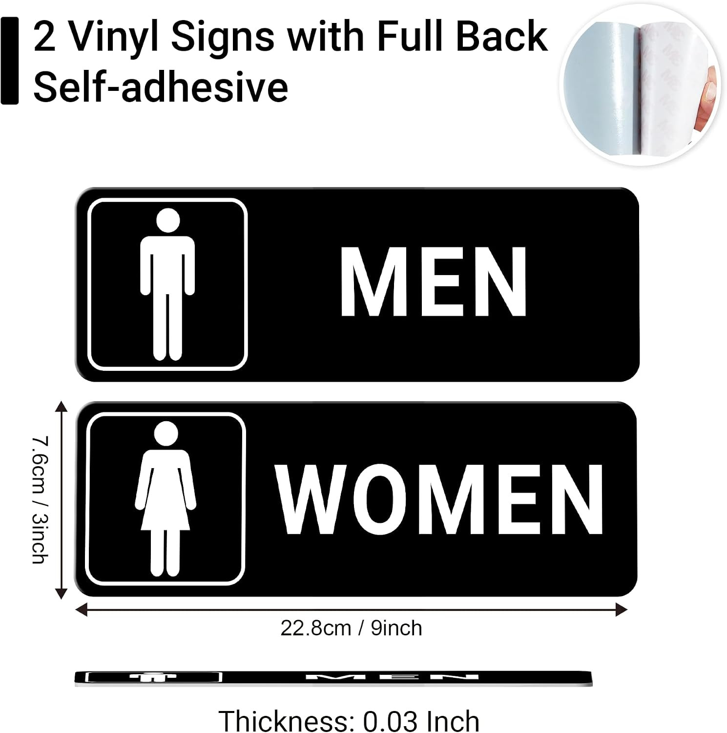 Restroom Sign – (2 Pack) Signs for Business with Strong Self-Adhesive, Bathroom