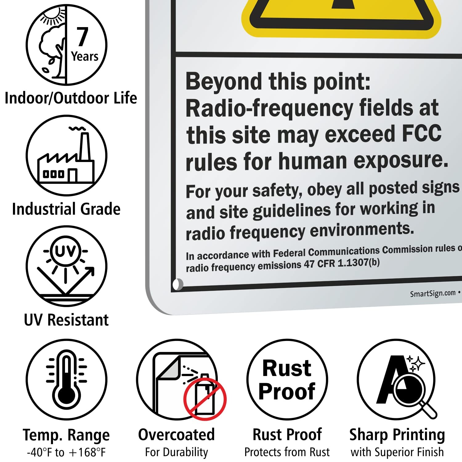 10×7 Inch Caution RadioFrequency Exceed FCC Rules ANSI Metal Sign 40 mil