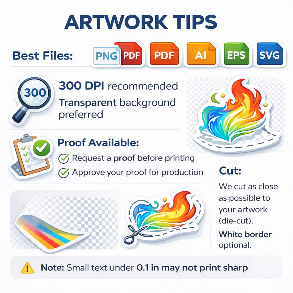Custom Business Logo Stickers Waterproof Vinyl Decals UV Resistant 2″-25″