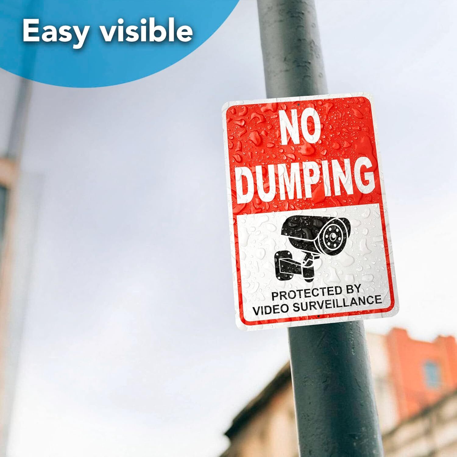 2 PC No Dumping Signs – 10 x 7 Aluminum No Garbage Sign – Video Surveillance …
