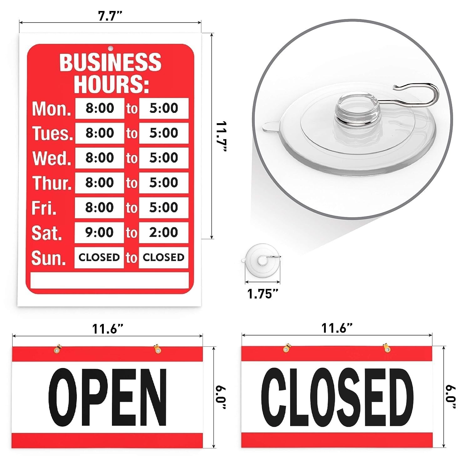 Open Closed Sign for Business – Ideal Office Hours Sign for Glass Door or Win…